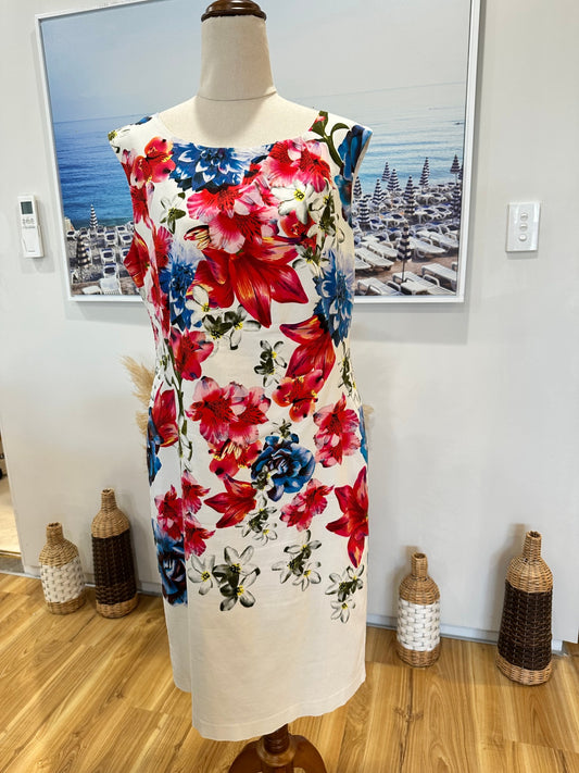 [SALE] Capture - Shift Dress - Size 12 - White w Florals