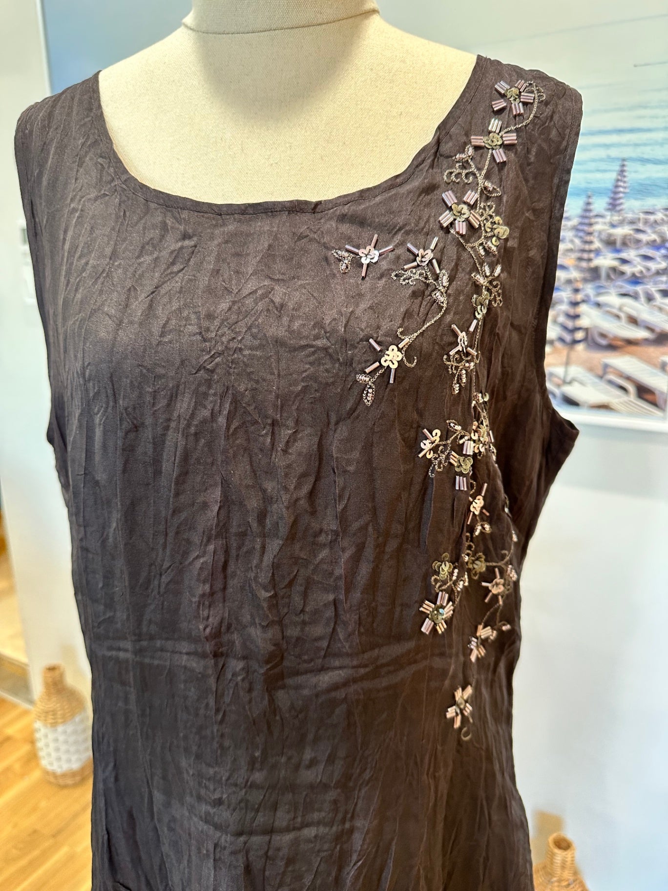 [SALE] David Lawrence - Silk Dress w Sequins - Size 16 - Black