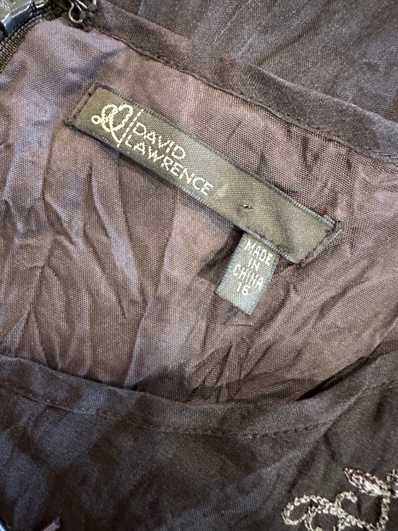 [SALE] David Lawrence - Silk Dress w Sequins - Size 16 - Black