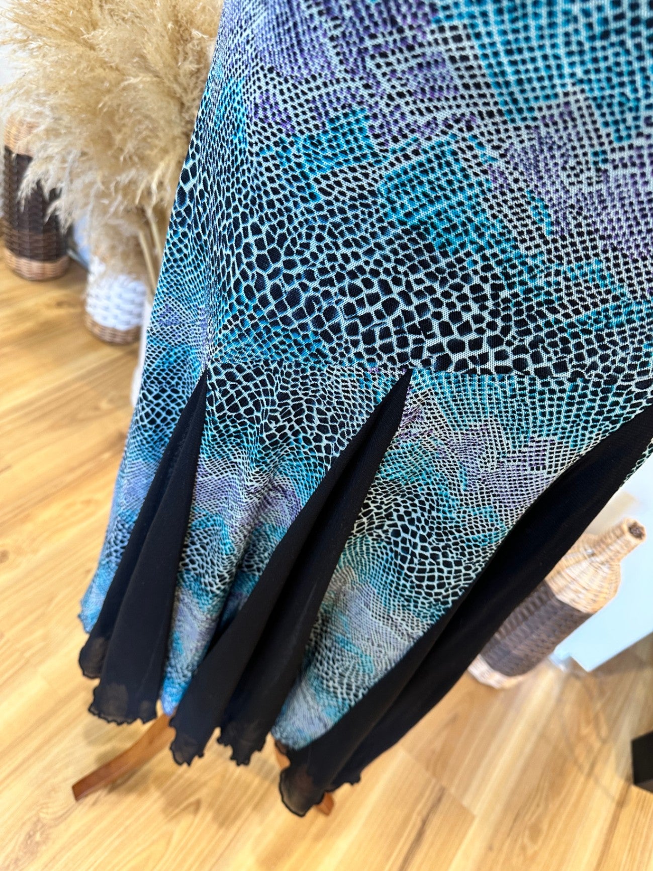 [SALE] Swing Dress - Black w Blue Snakeskin tones