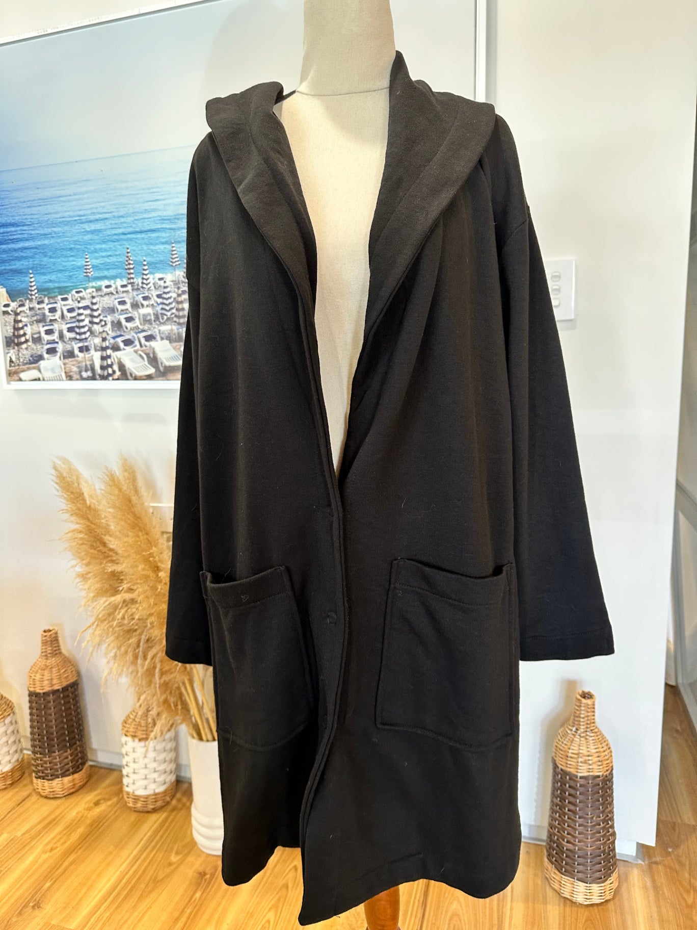 [SALE] Memo - Black Over-Coat - Size Large