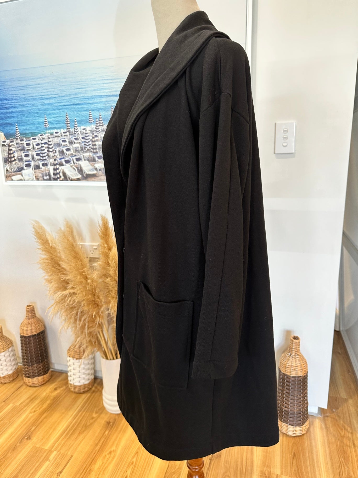 [SALE] Memo - Black Over-Coat - Size Large