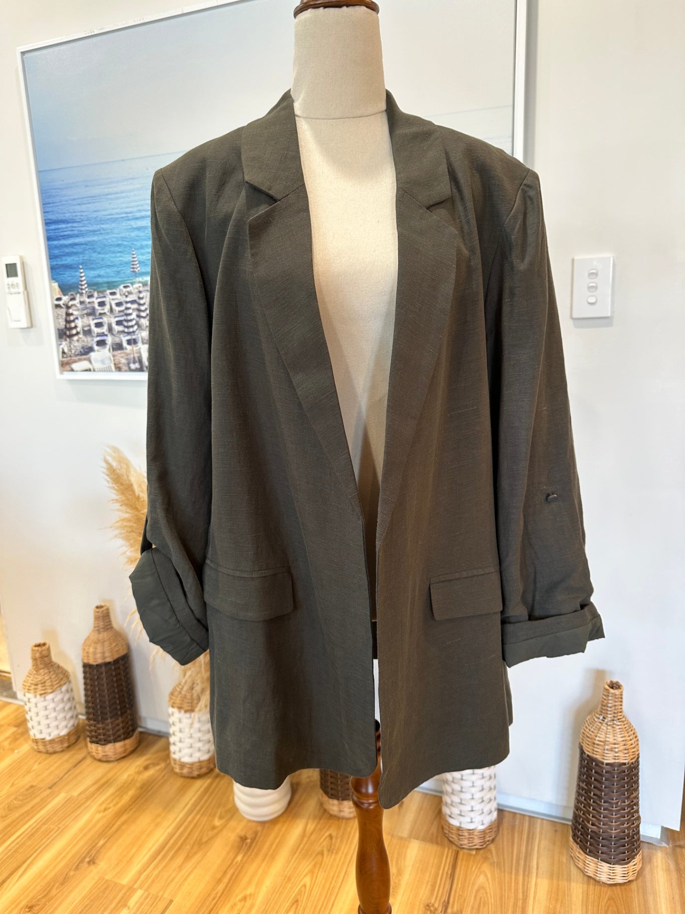 [SALE] Gloss - Blazer - Size 16 - Olive green - Linen Blend