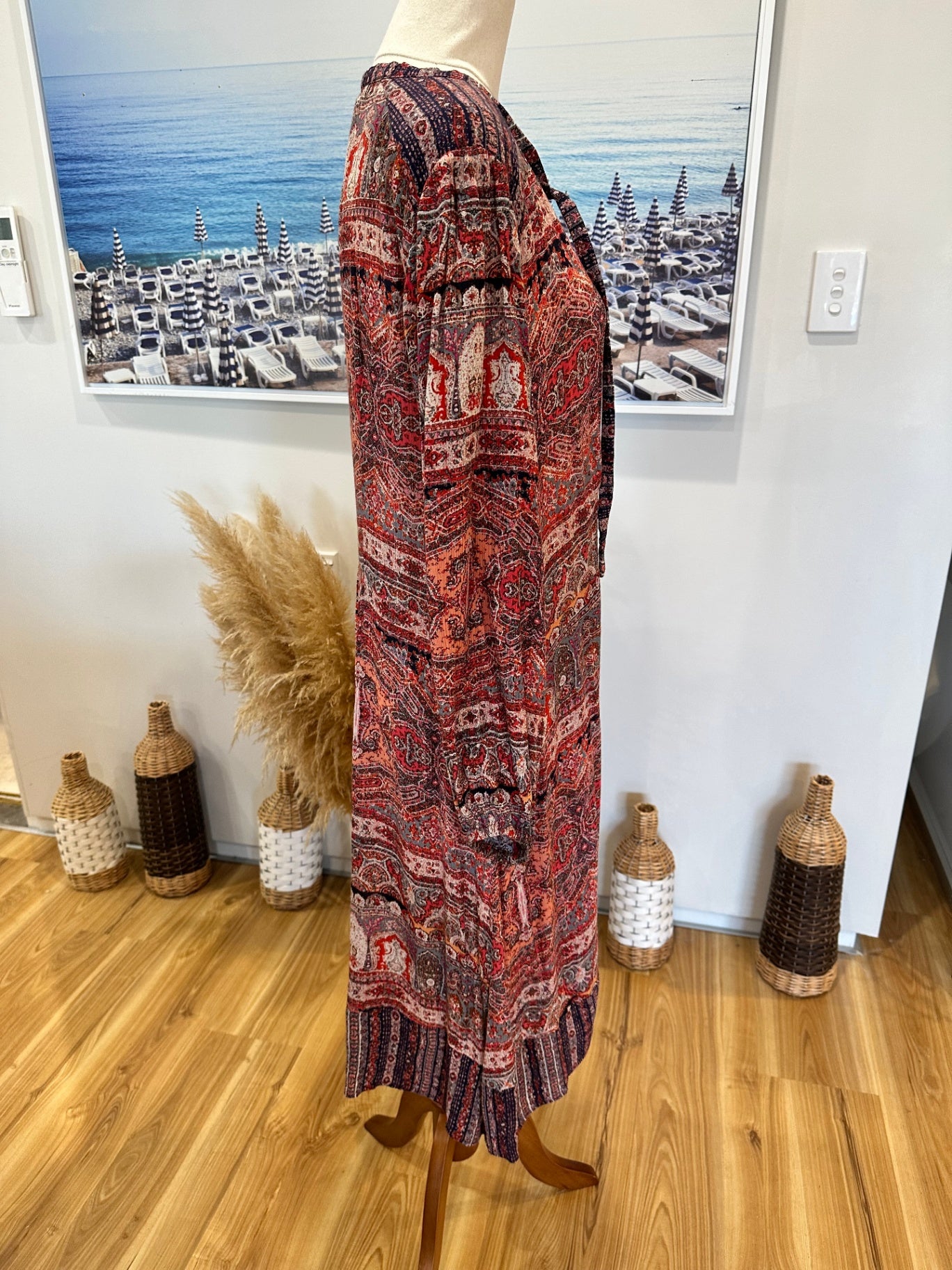 [SALE] Lilac & Sage - Bohemian Dress - Medium Red, Orange, Black, White