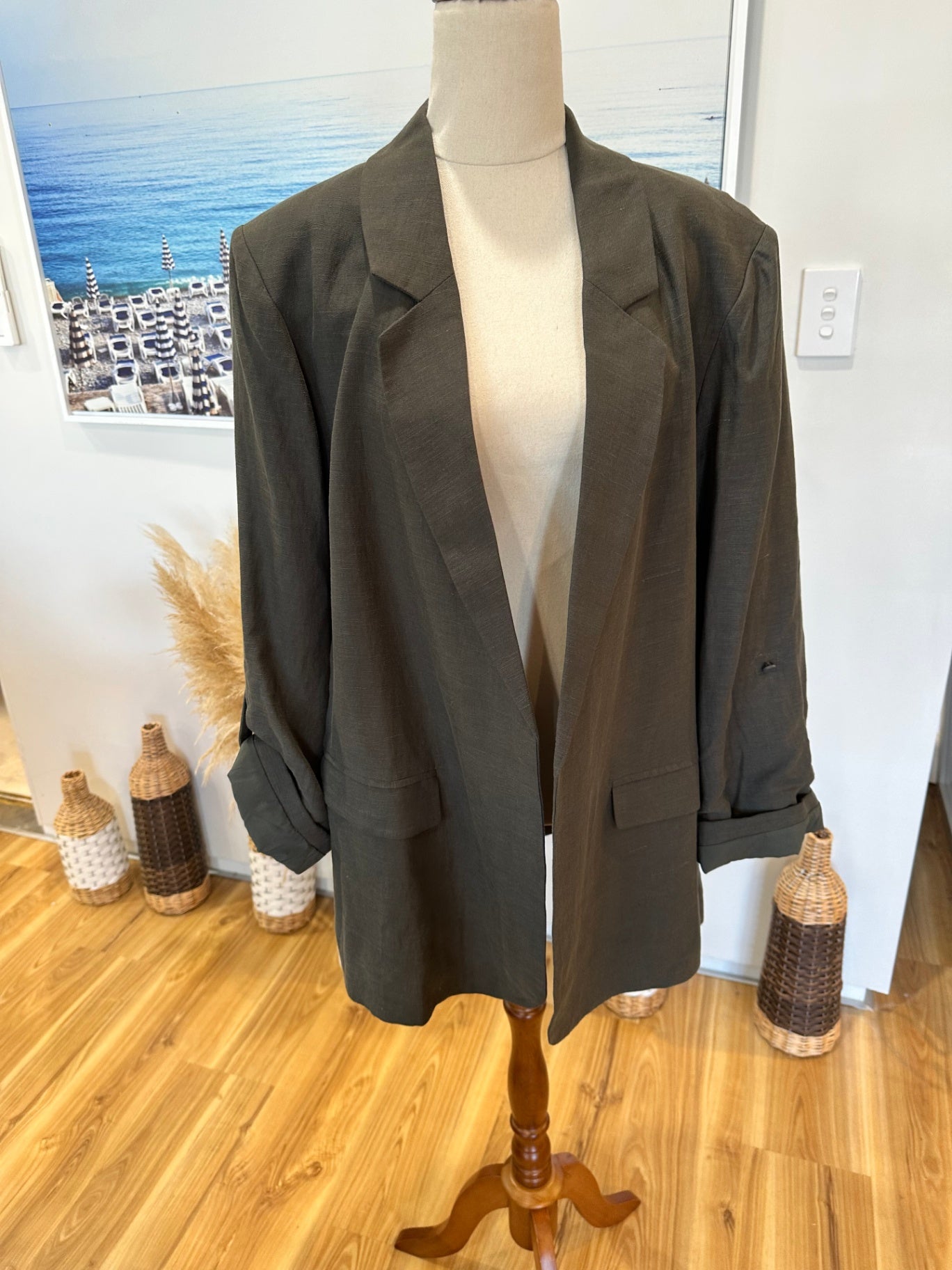 [SALE] Gloss - Blazer - Size 16 - Olive green - Linen Blend