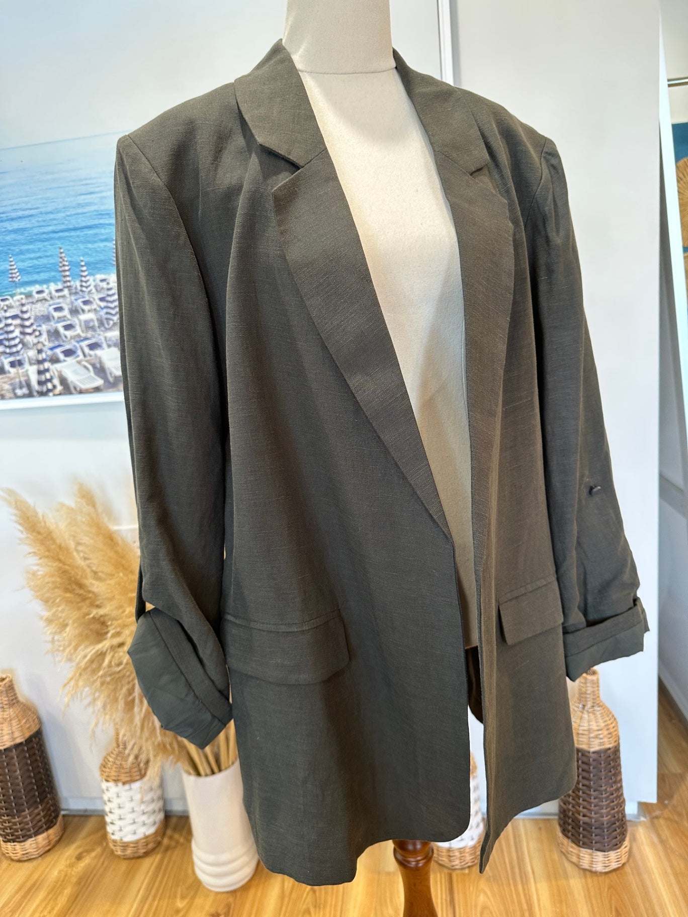 [SALE] Gloss - Blazer - Size 16 - Olive green - Linen Blend