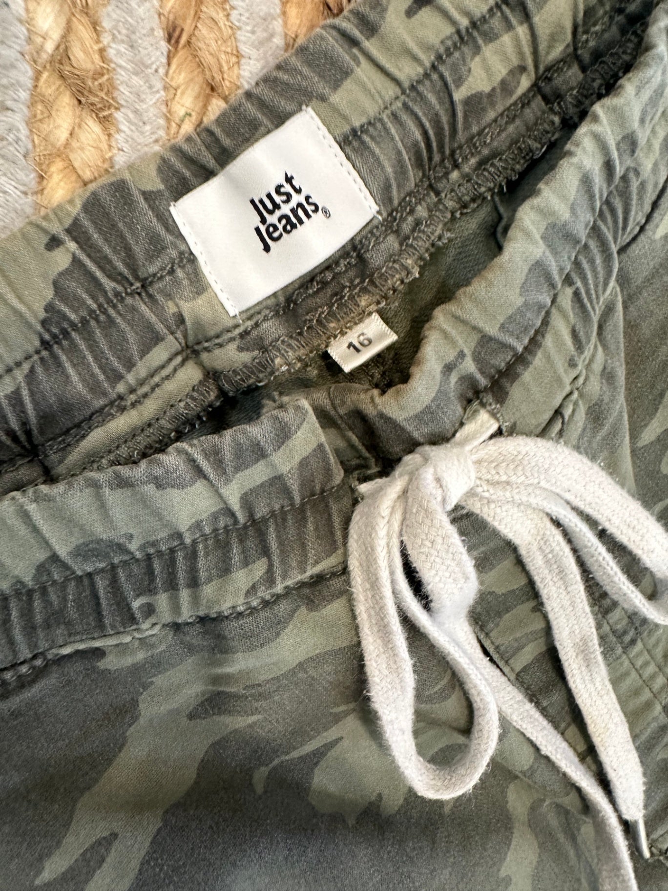 [SALE] Just Jeans - Drawstring Pants - Size 16 - Green camouflage