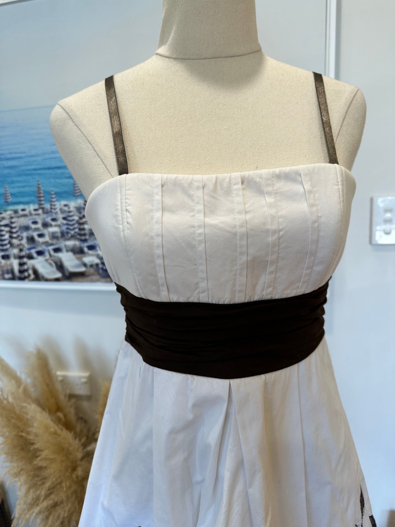 Vintage Y2K Dress 8 White, Blue, Black, Green