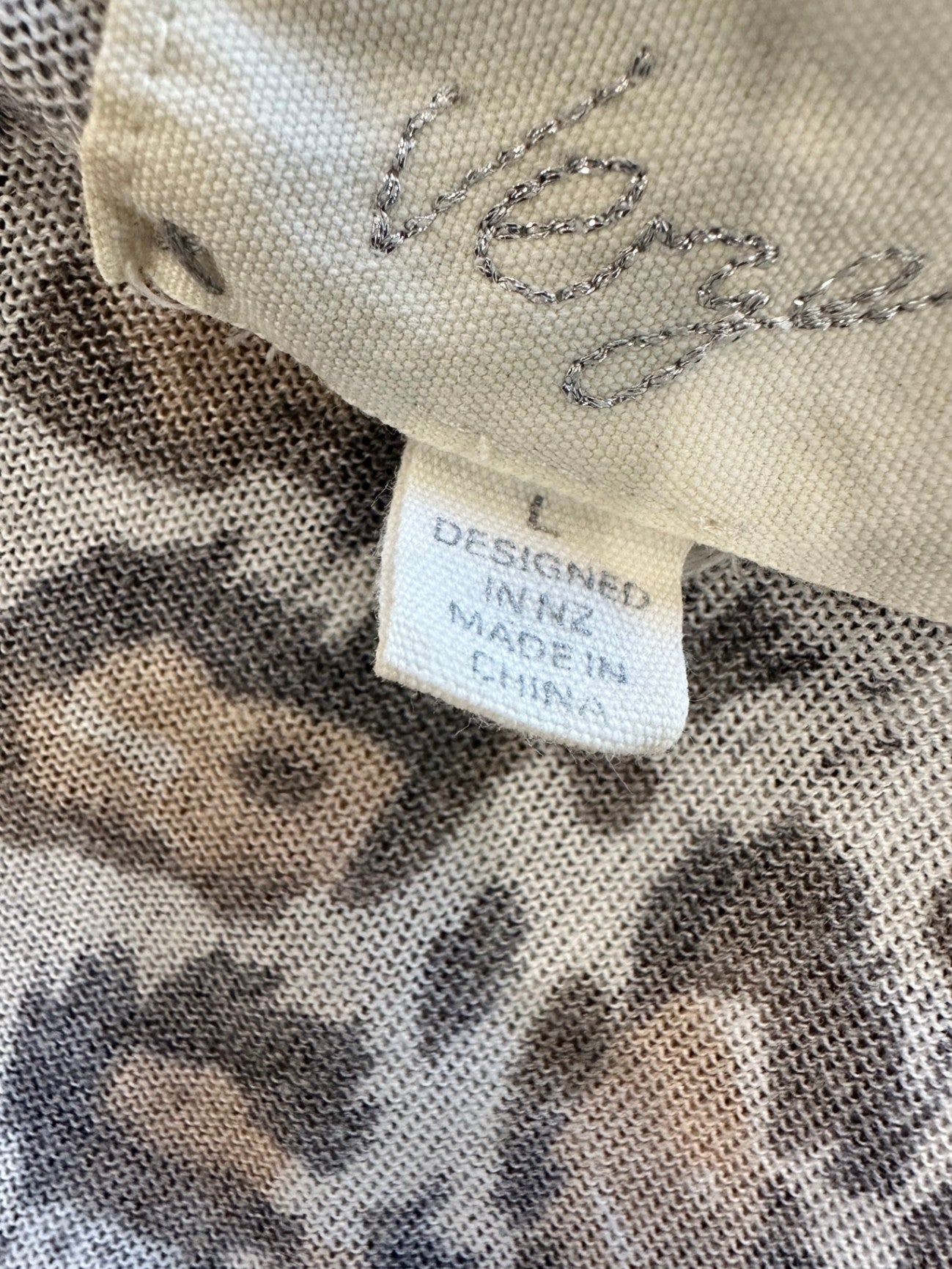 [SALE] Verge - Longline Cardigan - Large - Beige w leopard print