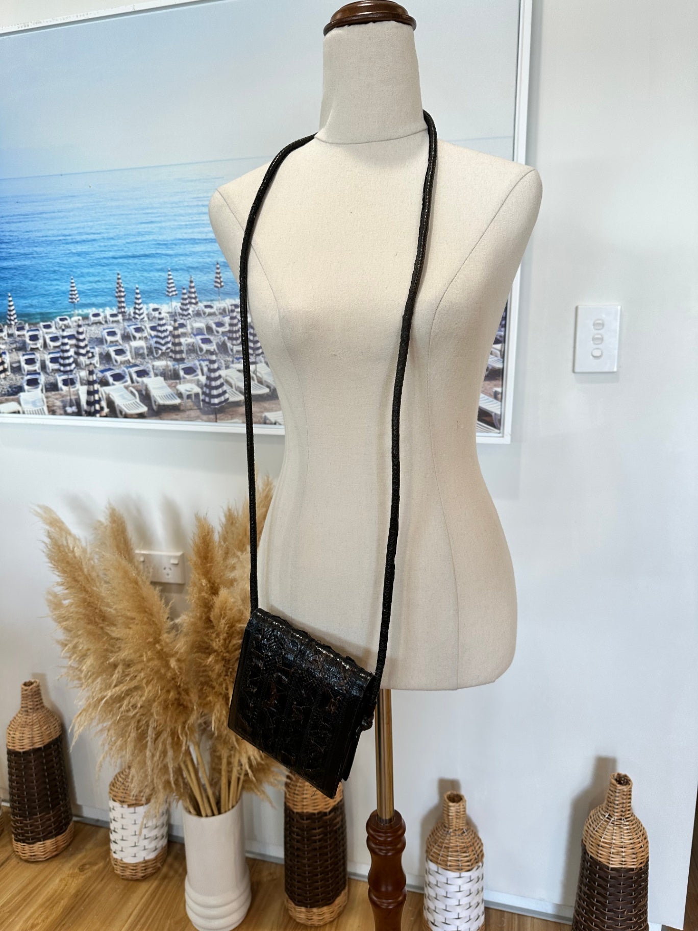 [SALE] Vintage - Cross Body - Snakeskin-esque Brown Bag