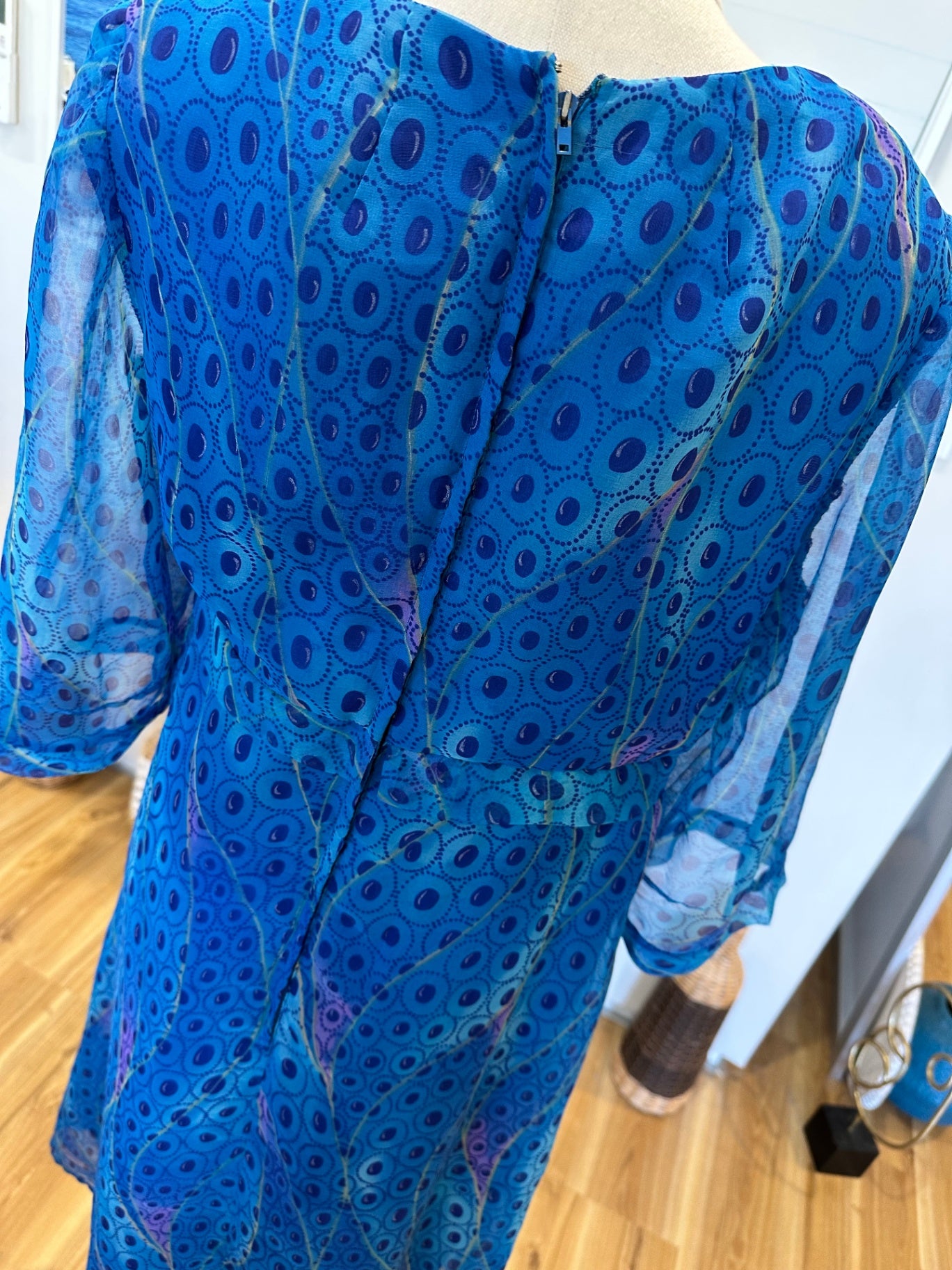 [SALE] Vintage Dress - Blue Ocean-tones - Marti - Medium / Large Blue
