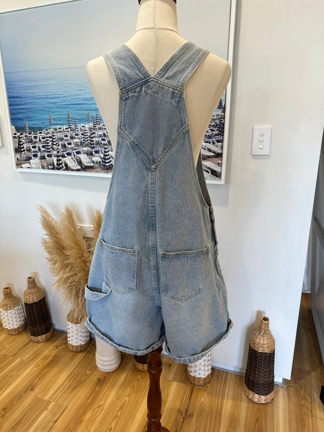 Pale Blue Dungarees - Shorts - Size 10 