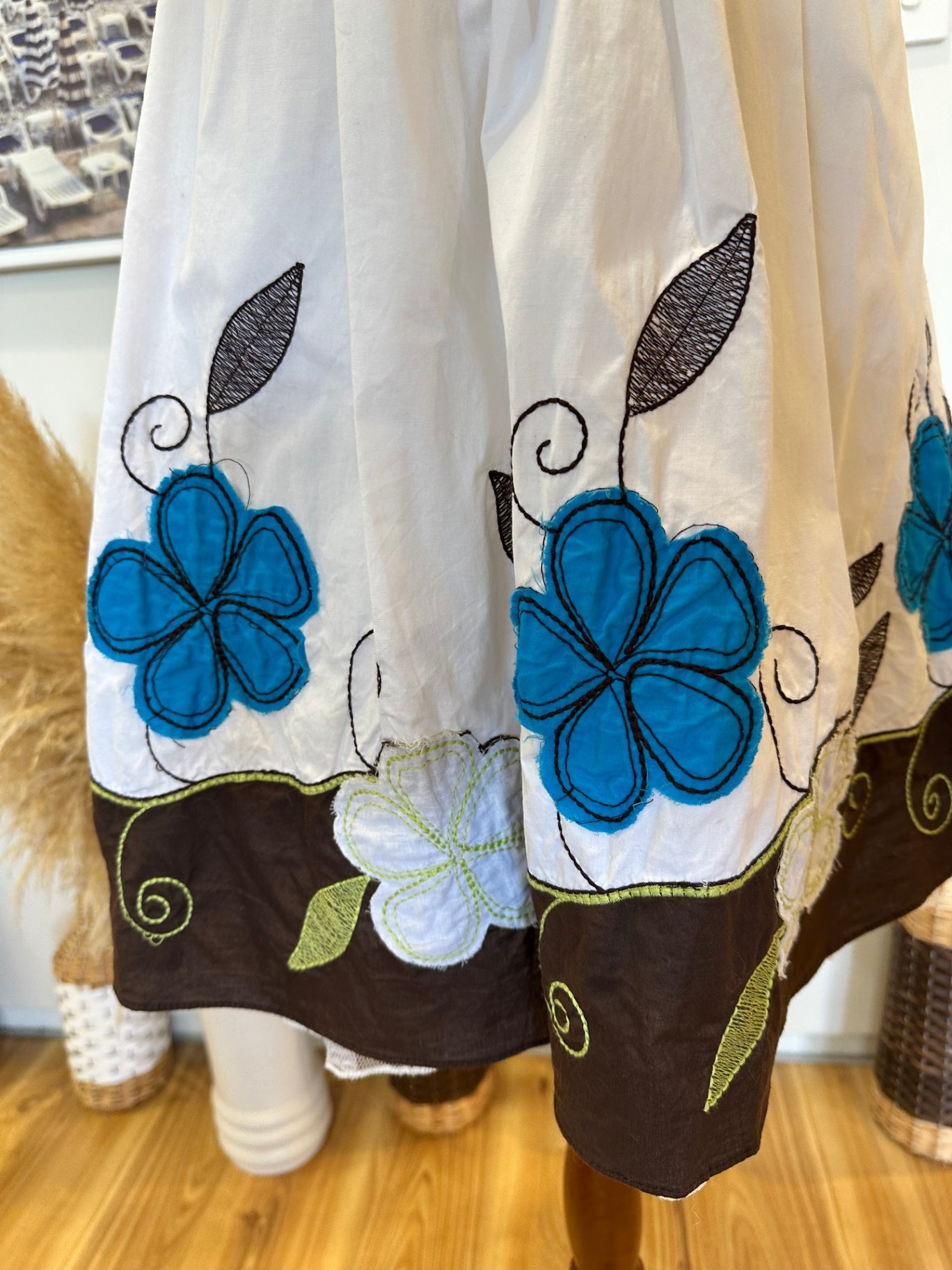 Vintage Y2K Dress 8 White, Blue, Black, Green