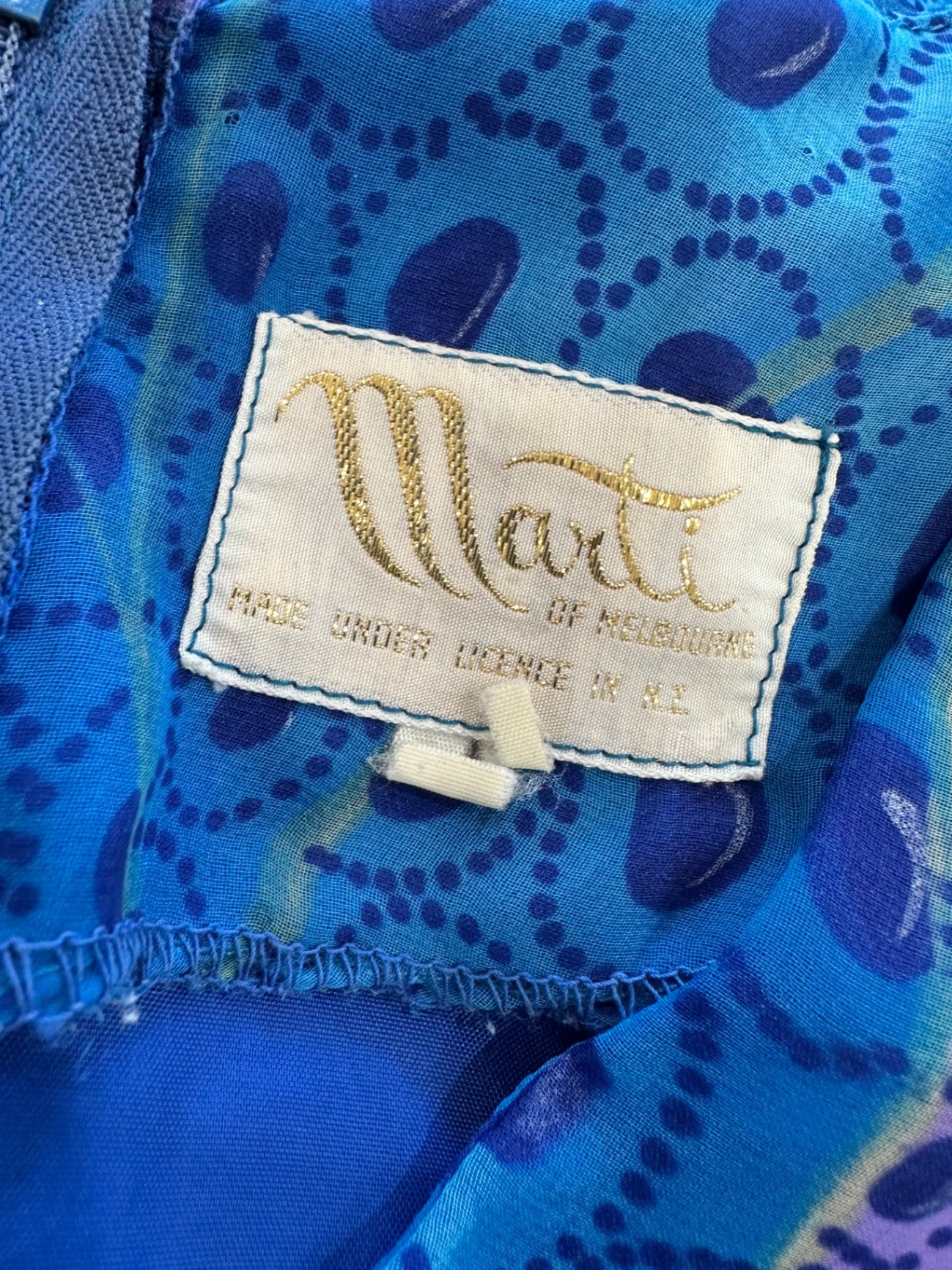 [SALE] Vintage Dress - Blue Ocean-tones - Marti - Medium / Large Blue
