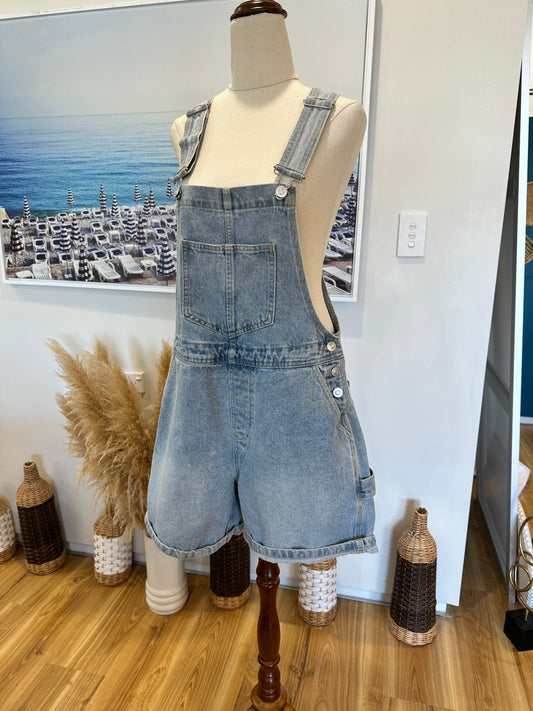 Pale Blue Dungarees - Shorts - Size 10 