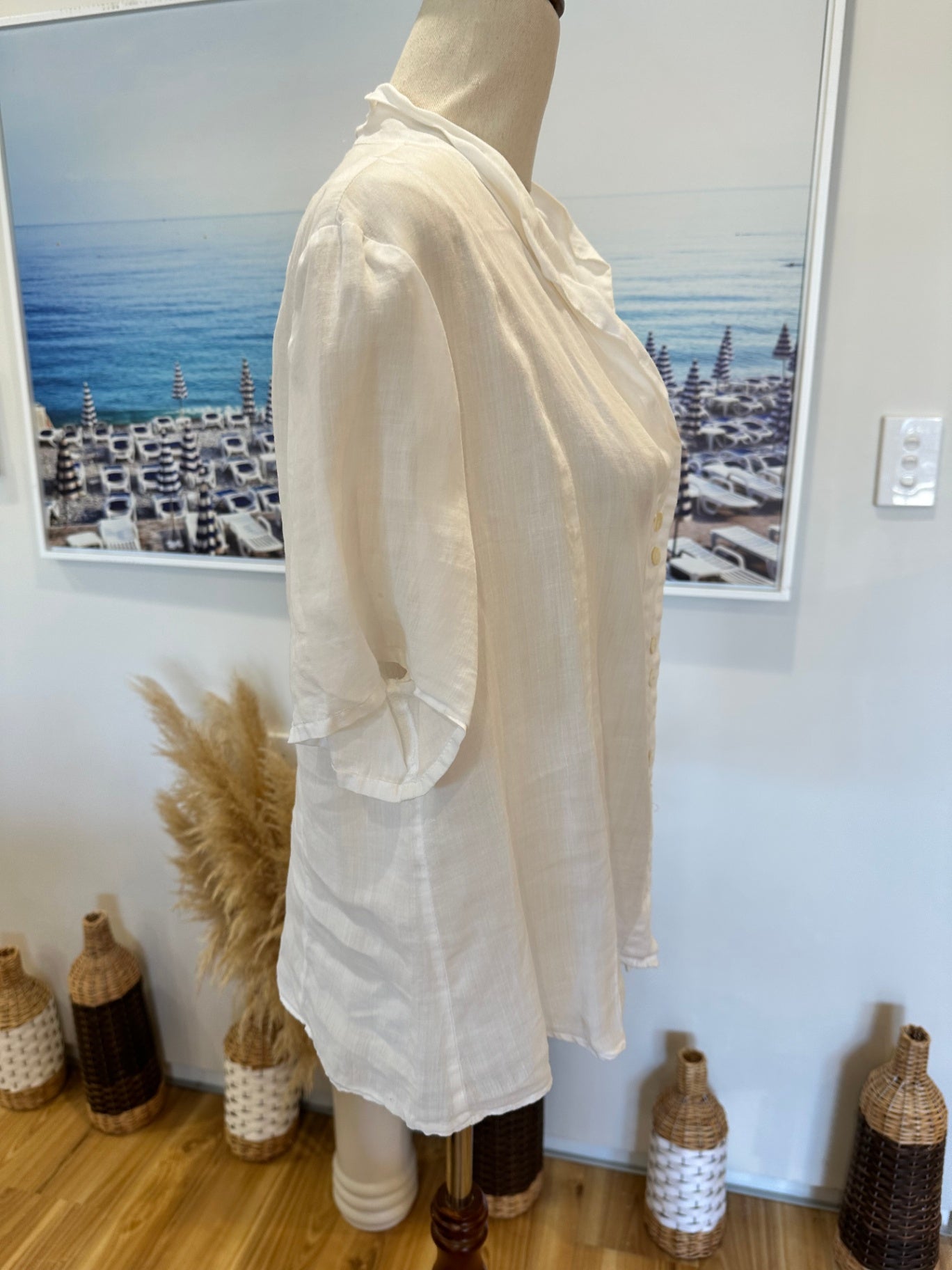 [SALE] Untouched World - Bamboo Shirt - Extra Large - White / Cream
