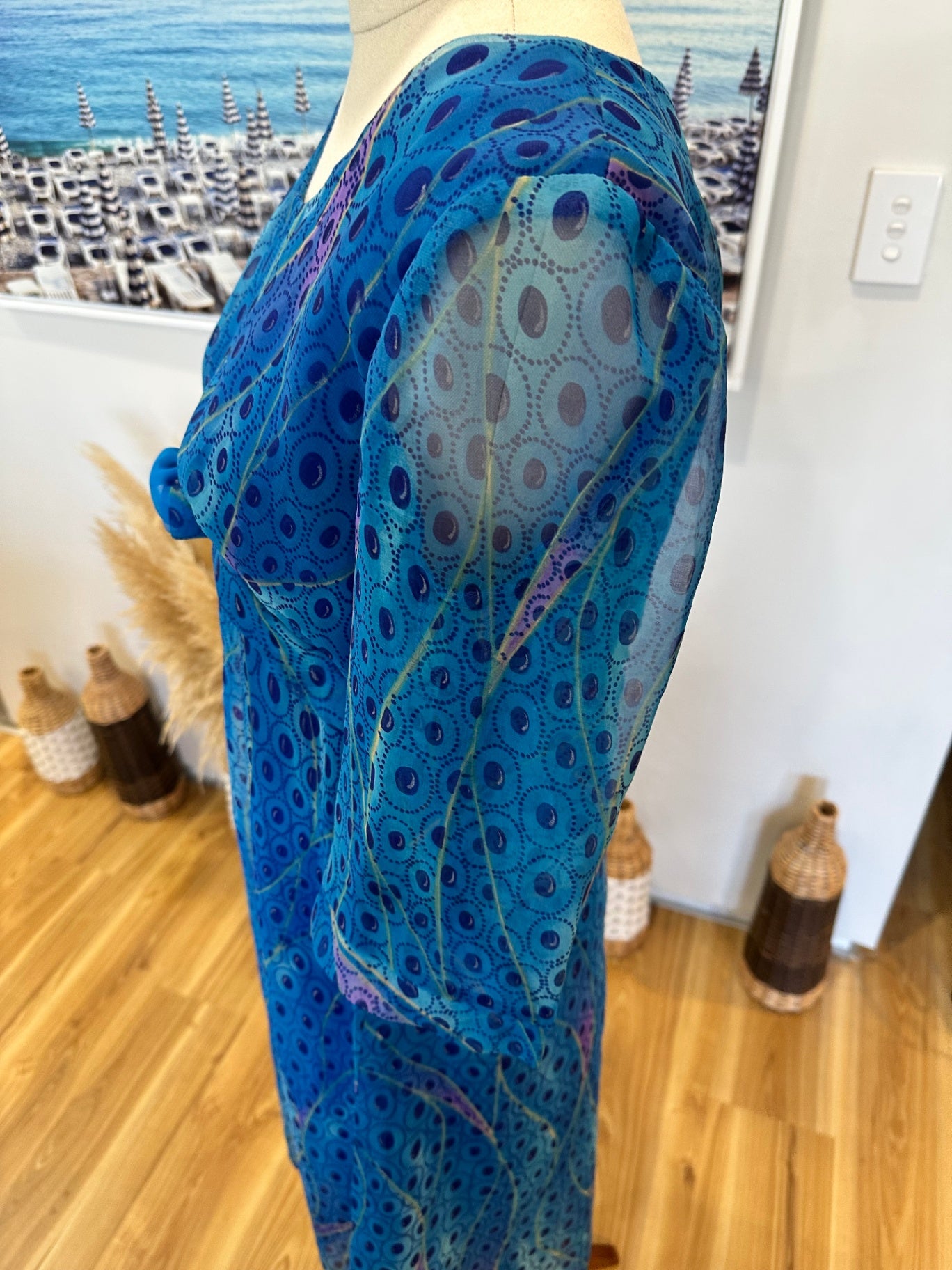 [SALE] Vintage Dress - Blue Ocean-tones - Marti - Medium / Large Blue