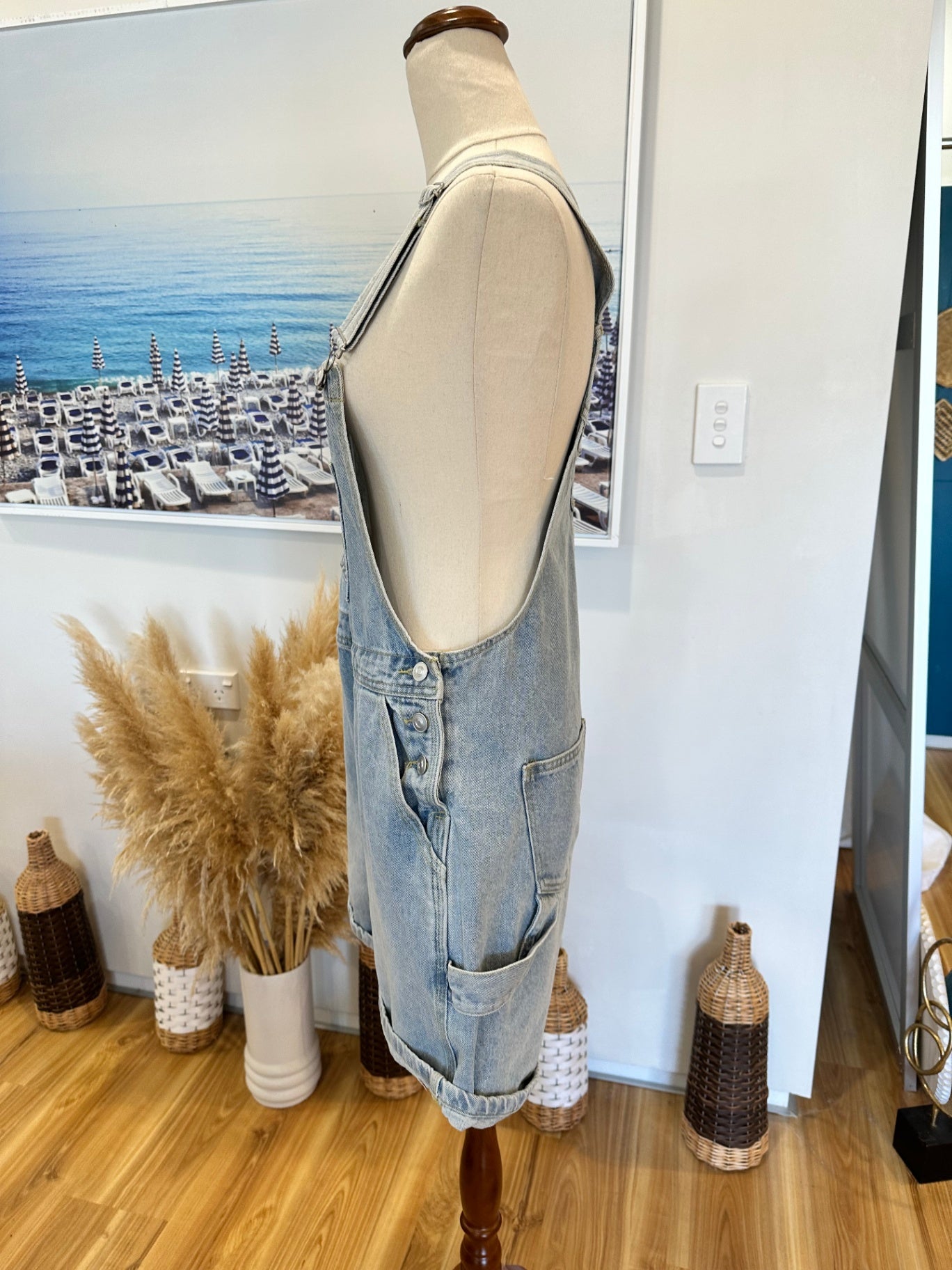 Pale Blue Dungarees - Shorts - Size 10 