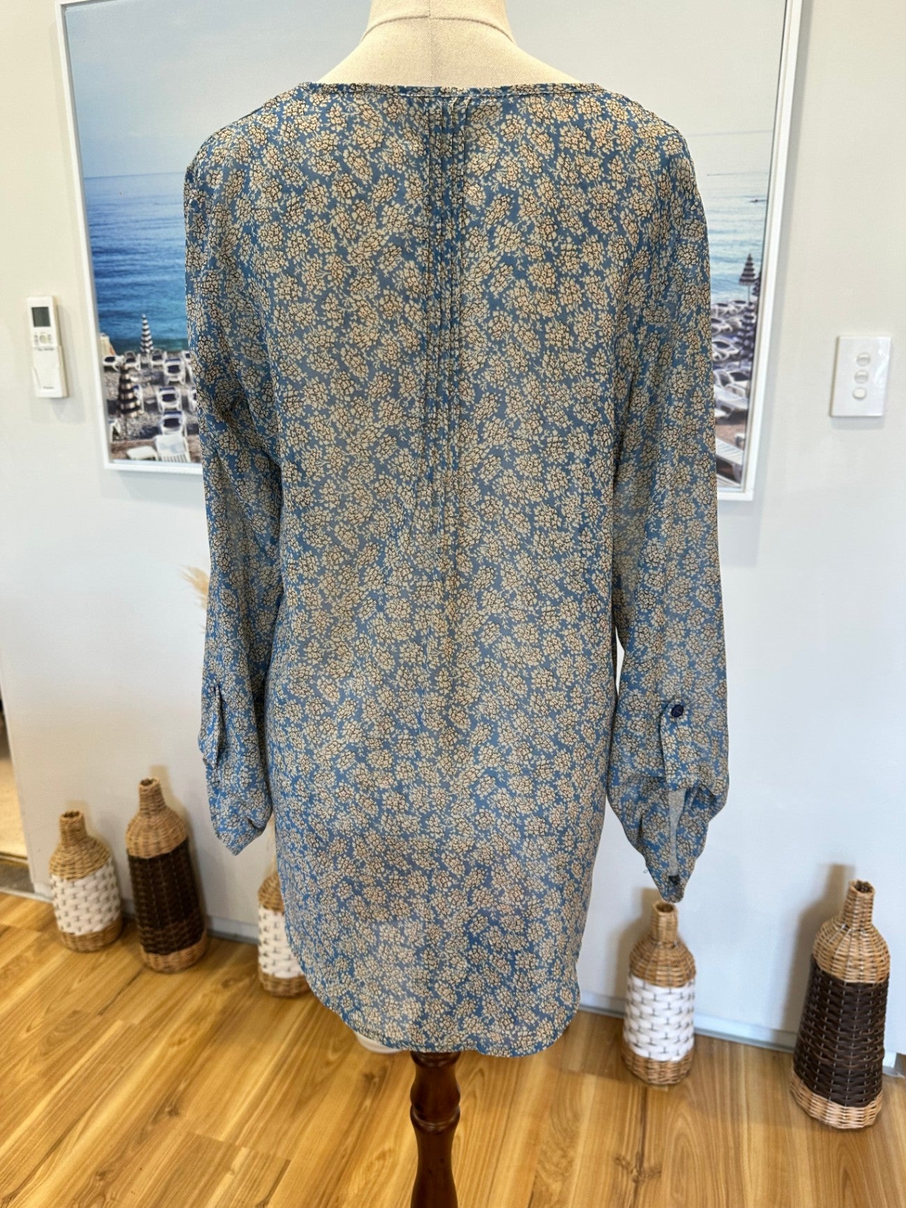 Ketz-Ke Blouse - Size 8 - Blue and beige