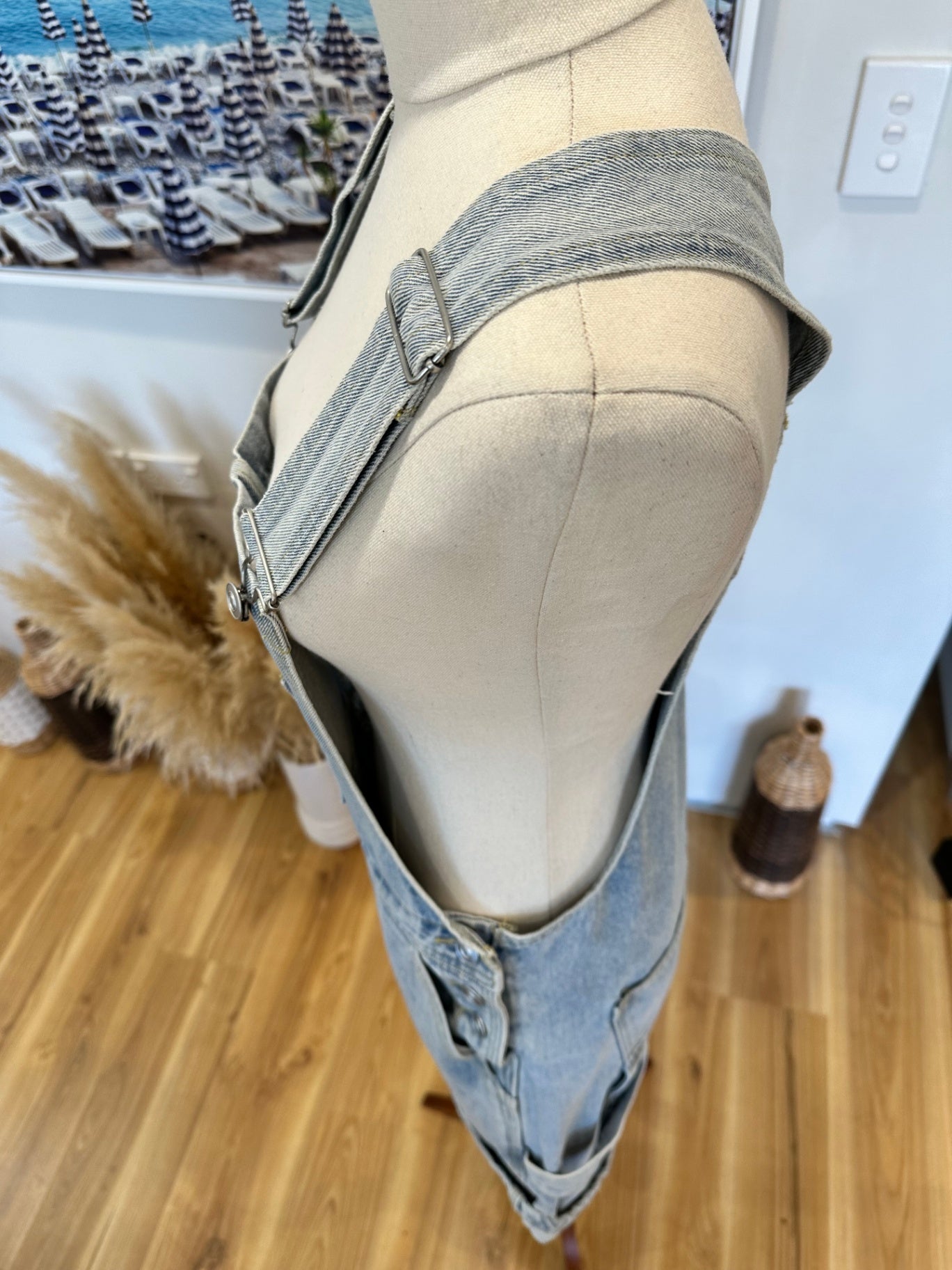 Pale Blue Dungarees - Shorts - Size 10 