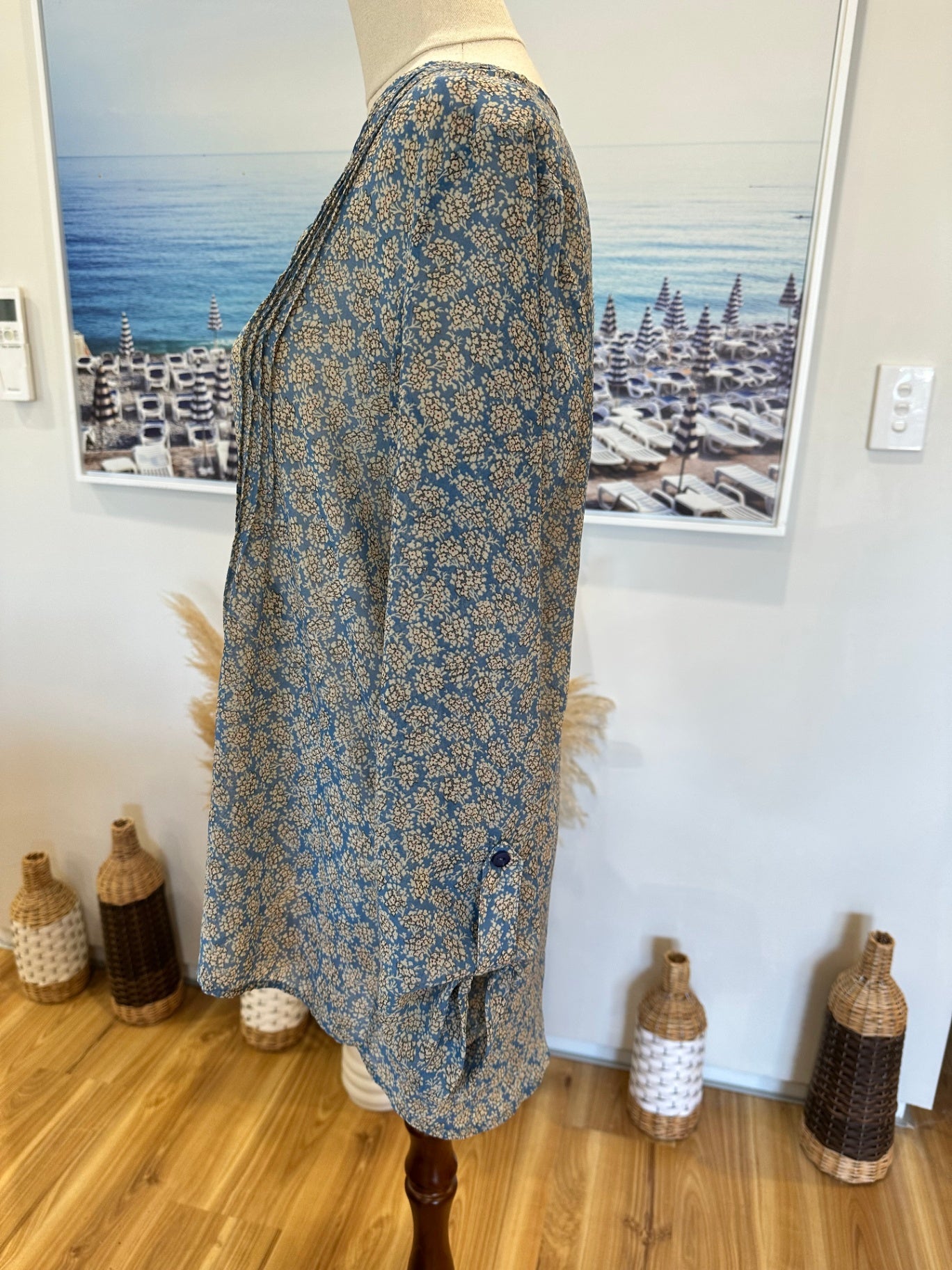 Ketz-Ke Blouse - Size 8 - Blue and beige