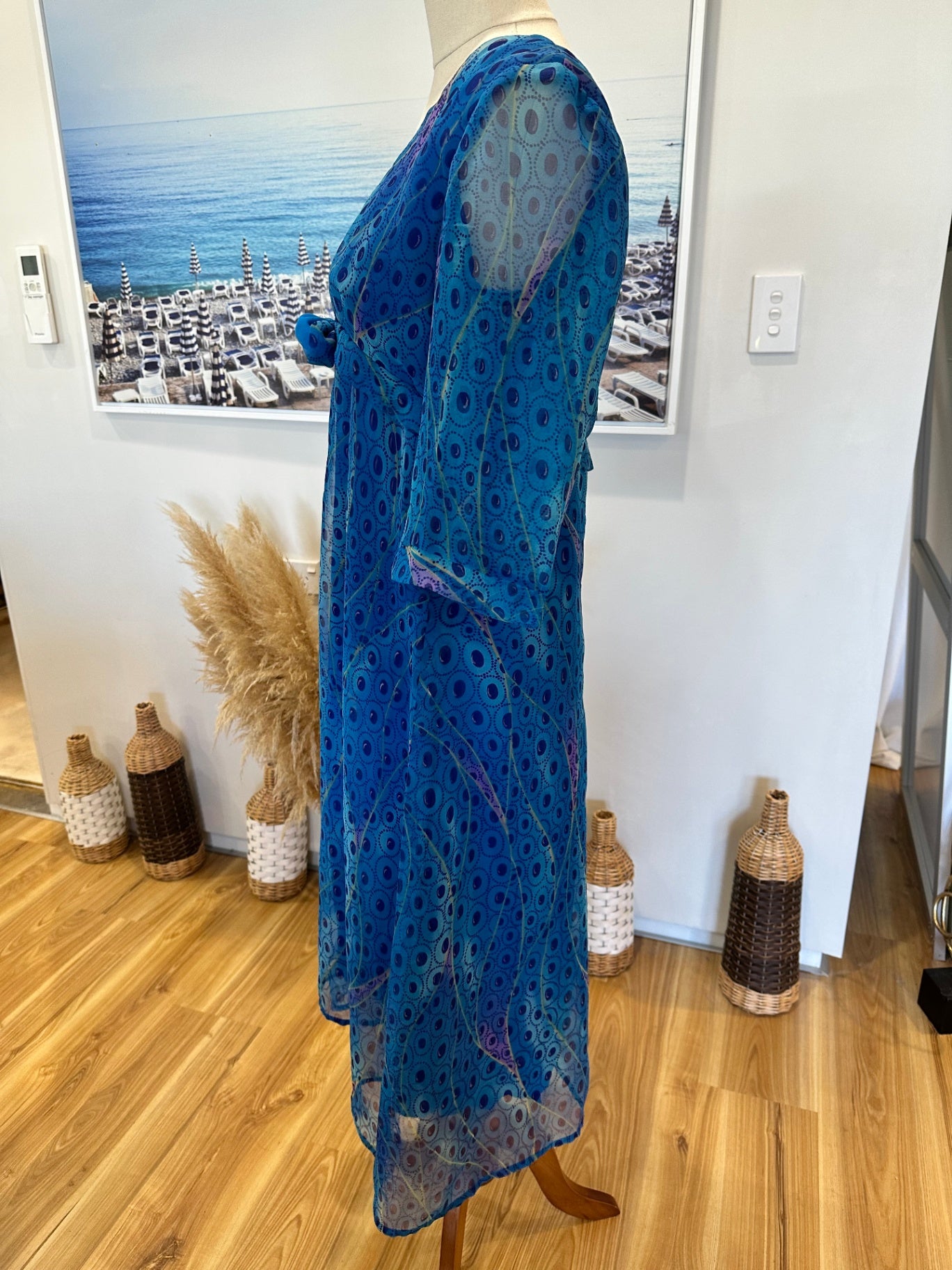 [SALE] Vintage Dress - Blue Ocean-tones - Marti - Medium / Large Blue