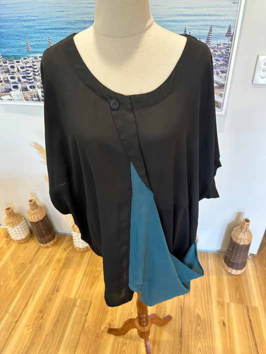 [SALE] Emma Rose - Blouse - Size 18 - Black and Teal