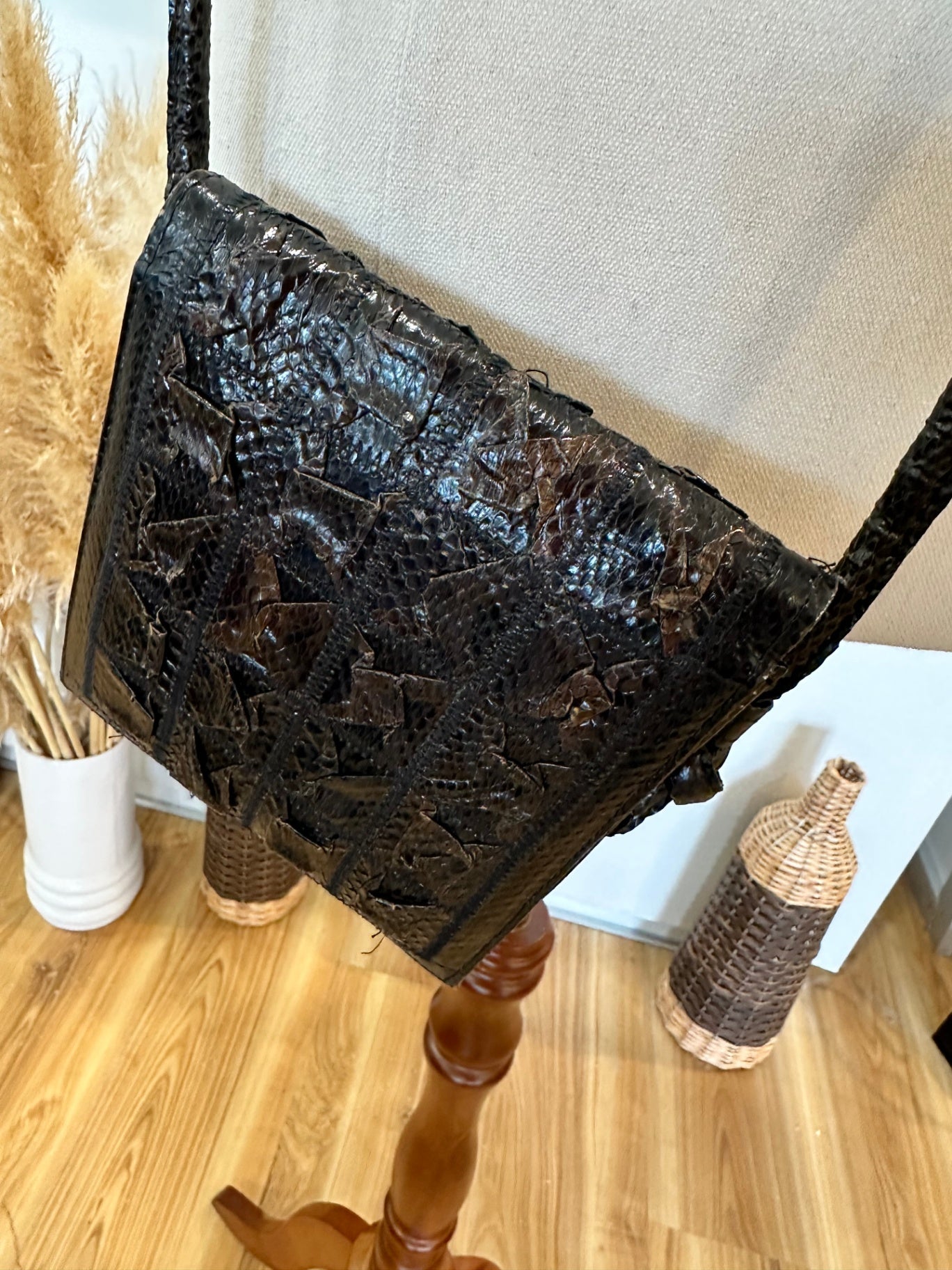 [SALE] Vintage - Cross Body - Snakeskin-esque Brown Bag