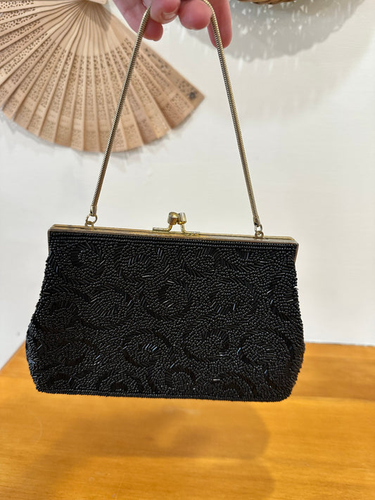 [SALE] Vintage 60's - Beaded Black Purse / Handbag