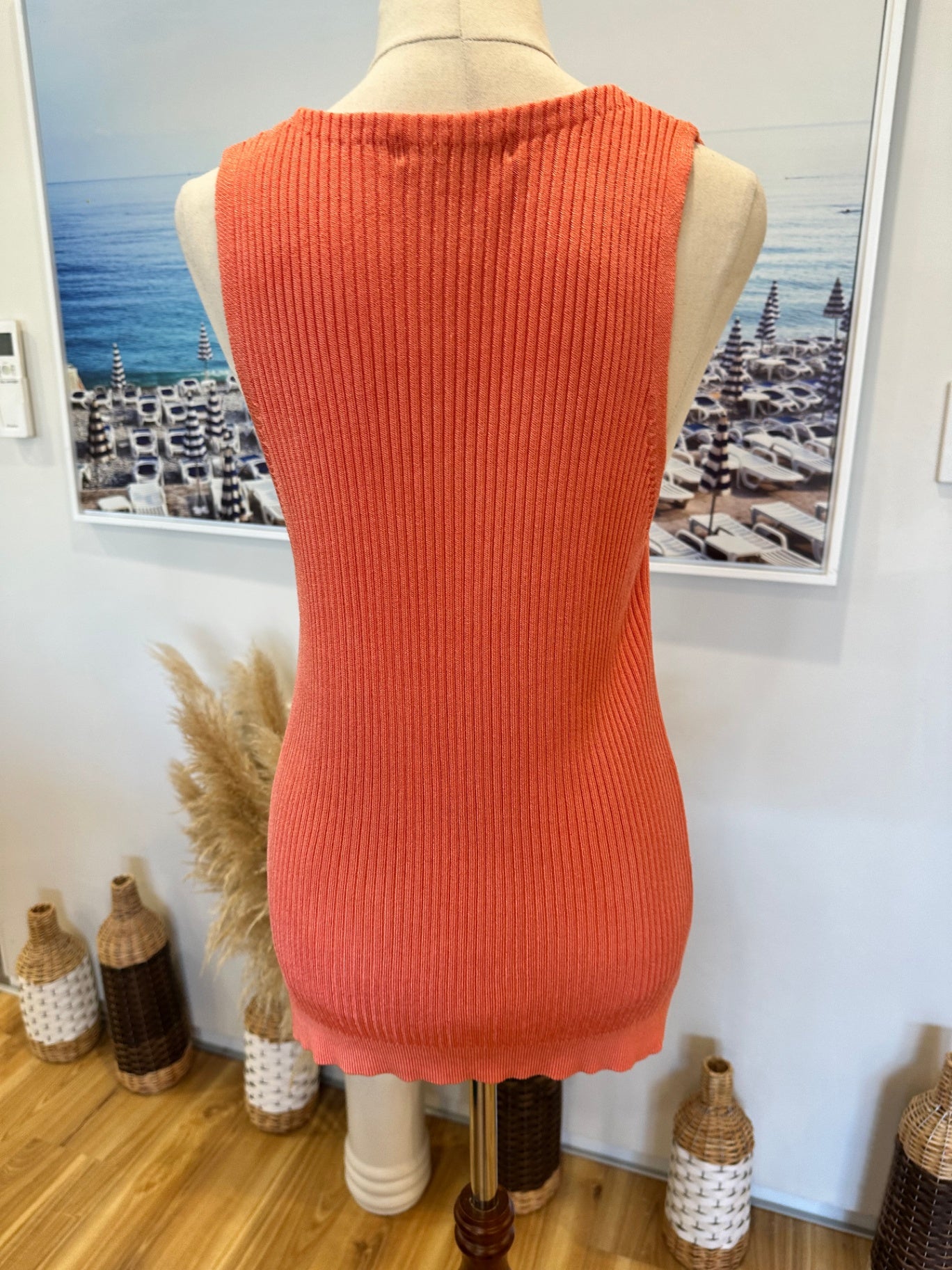 [SALE] M&S - Ribbed Singlet Top - Medium / Large - Coral