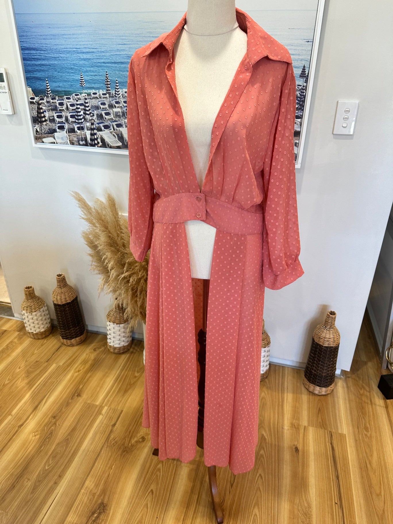[SALE] Boohoo - Duster Coat - One Size - Coral Pink