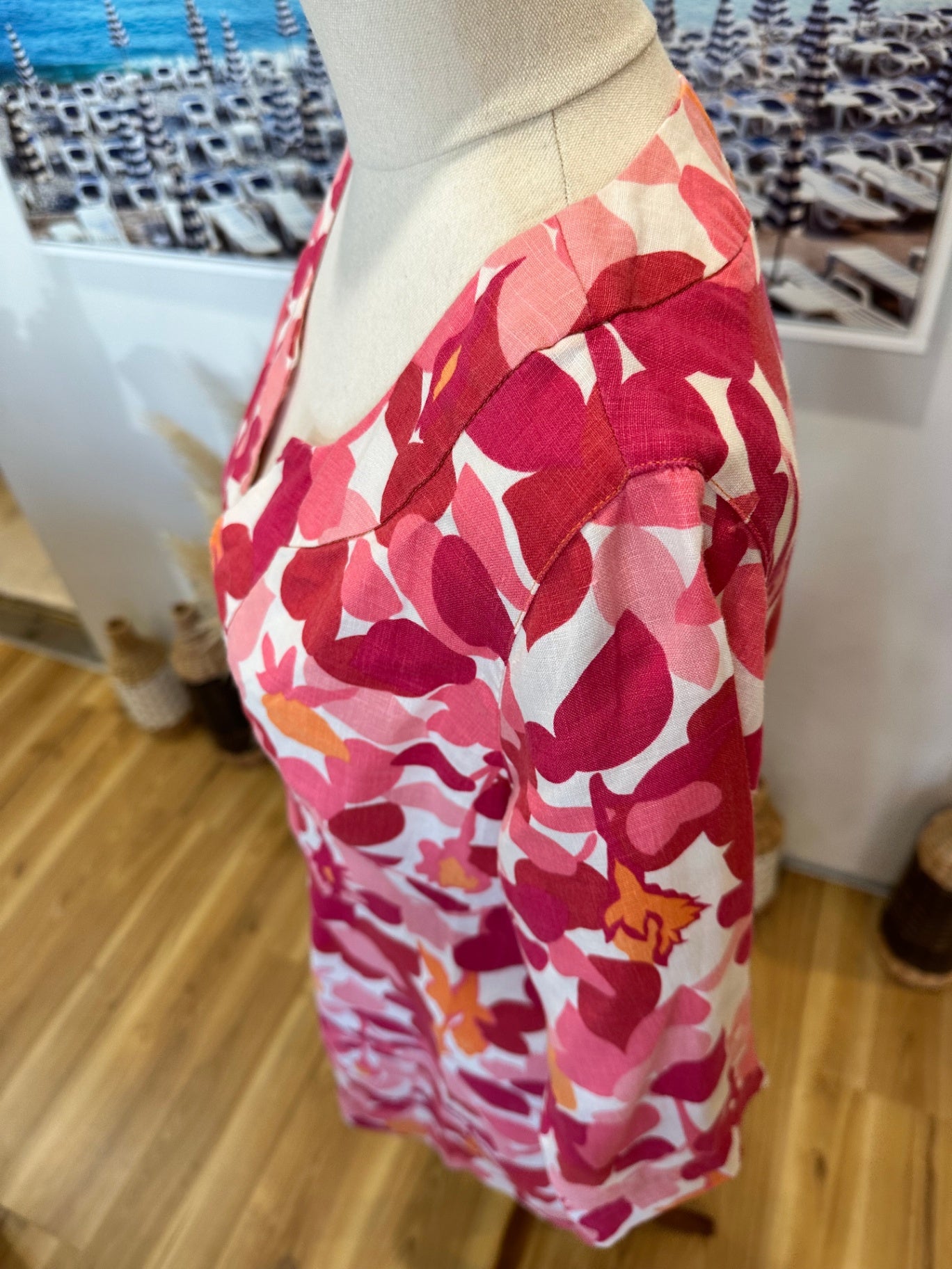 Boden Dress - 100% Linen - Size 12 - Pink, Red, Orange