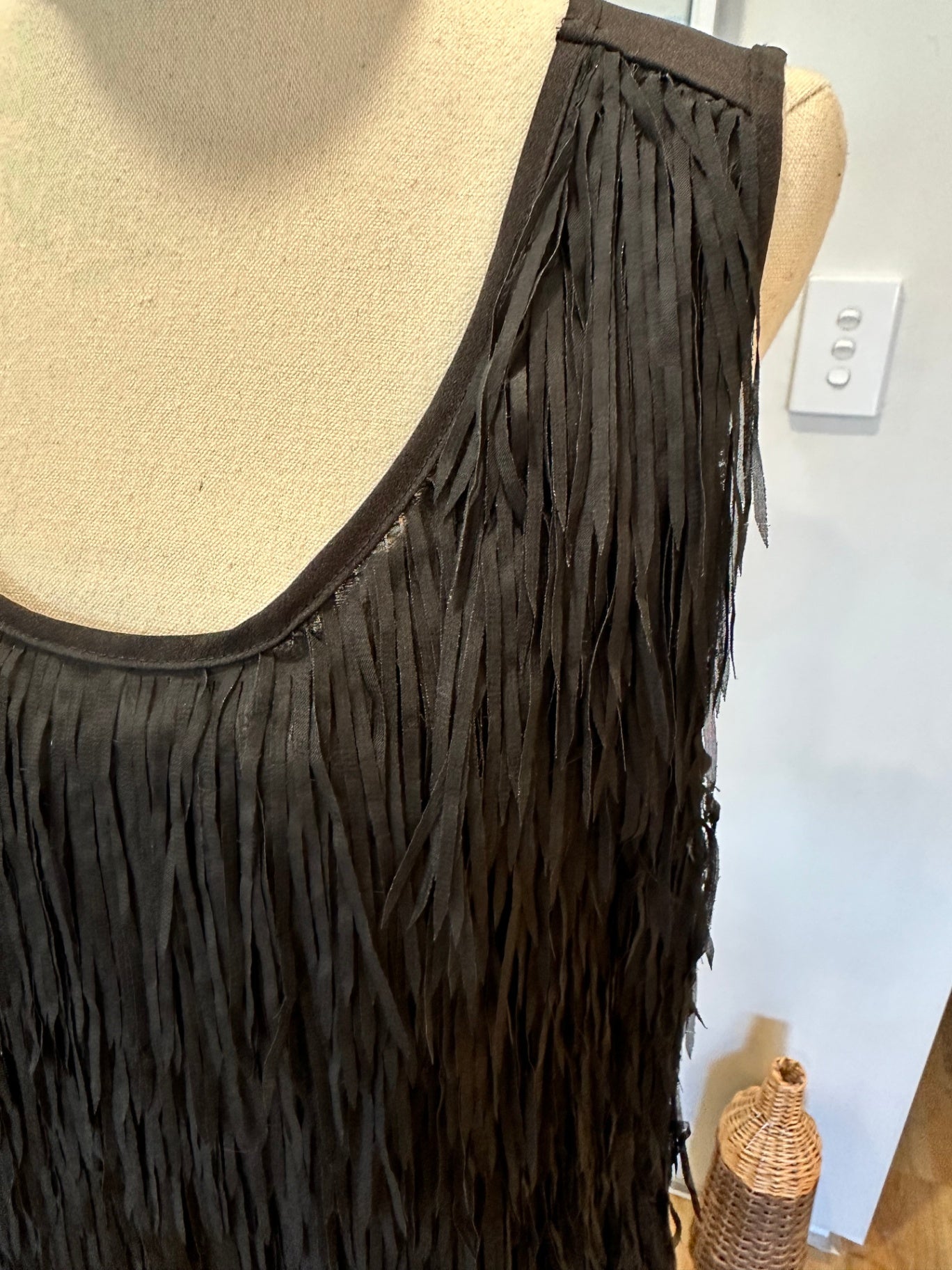 [SALE] Max - Flapper Fringed Singlet Top - Size 10 - Black
