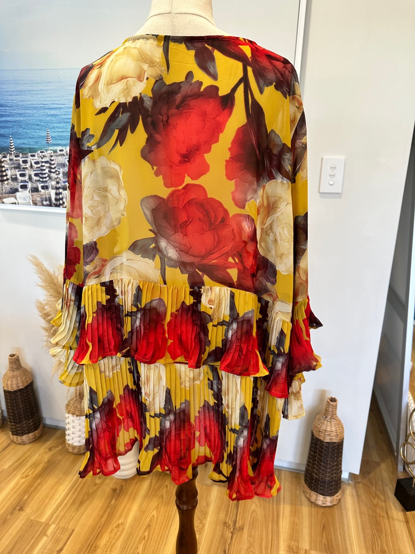 [SALE] Annah Stretton - Flamenco-style Blouse - Extra Large - Yellow with red