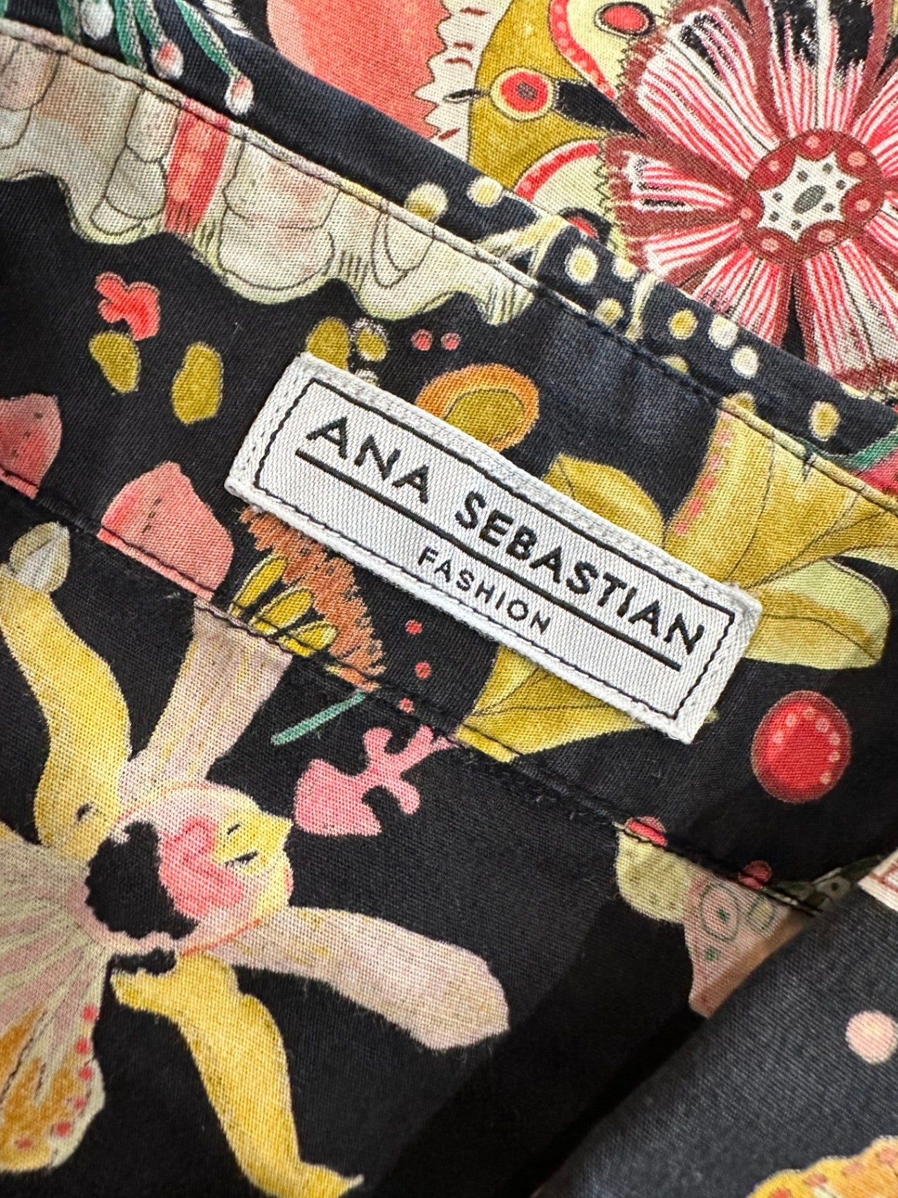 [SALE] Ana Sebastian - Black w Floral - Shirt - Small