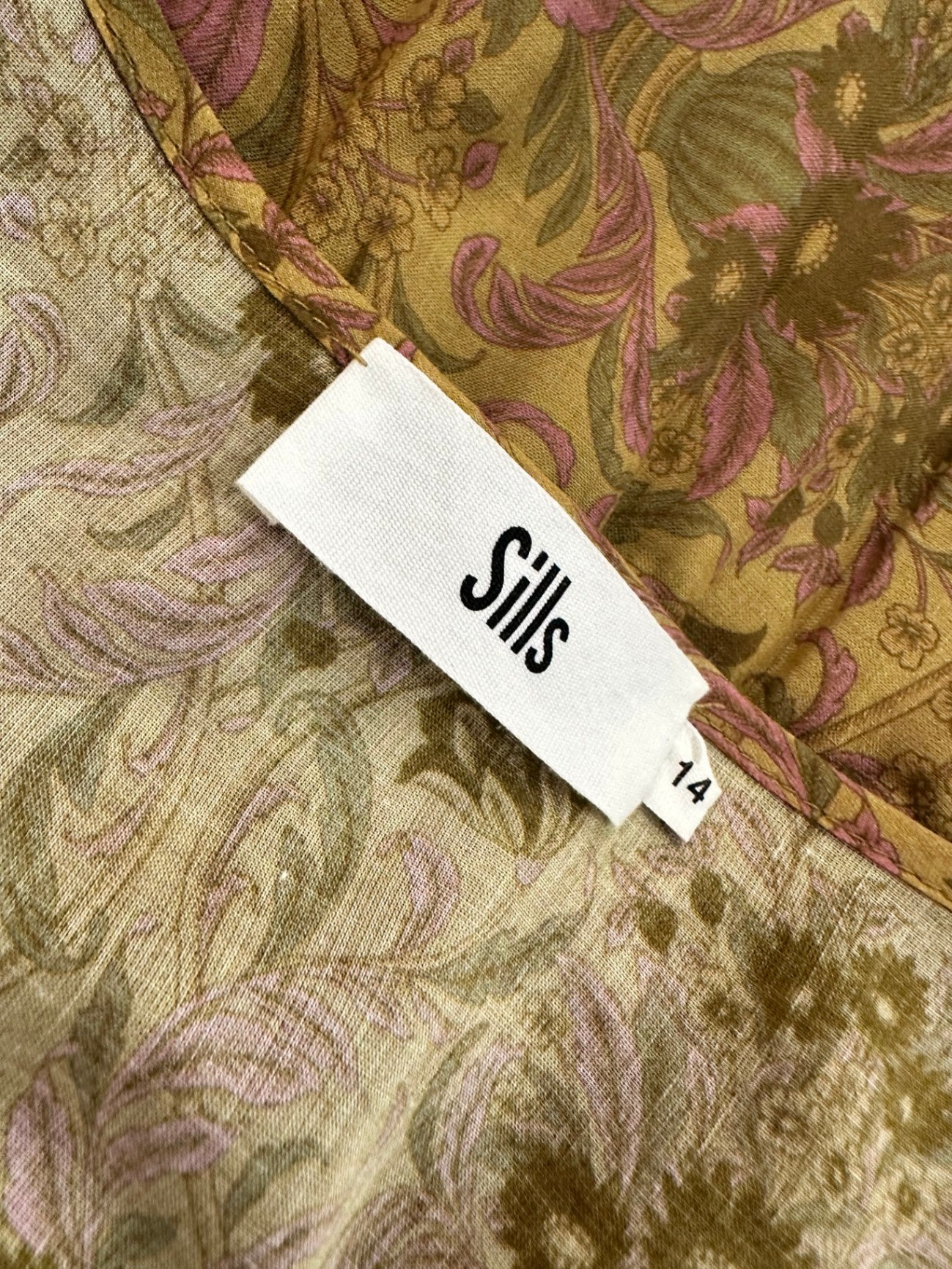 [SALE] Sills - Maxi Dress - Cotton - Size 14 - Olive green w Florals