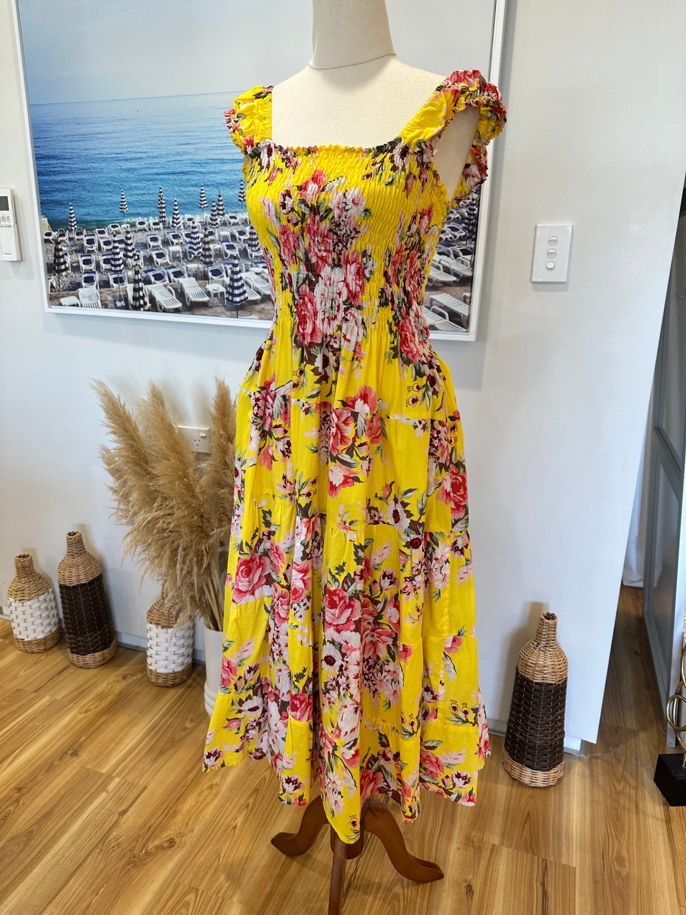 [SALE] Sun Dress - Medium - Yellow with florals