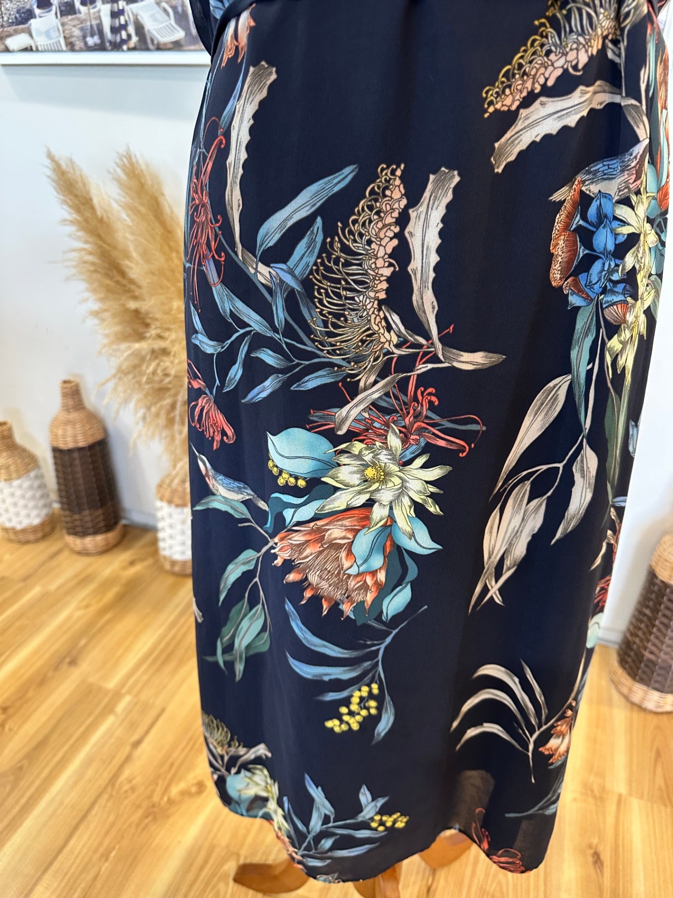 [SALE] Max - Navy Dress w Drape feature - Size 8