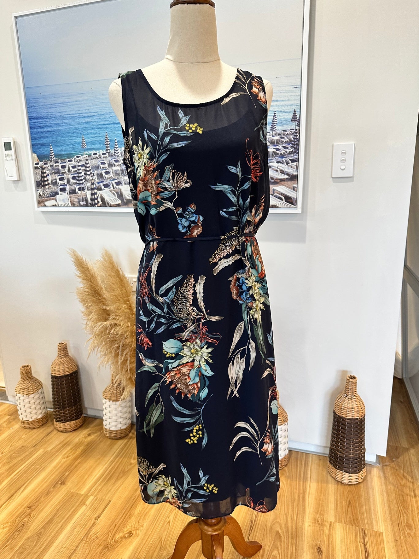 [SALE] Max - Navy Dress w Drape feature - Size 8