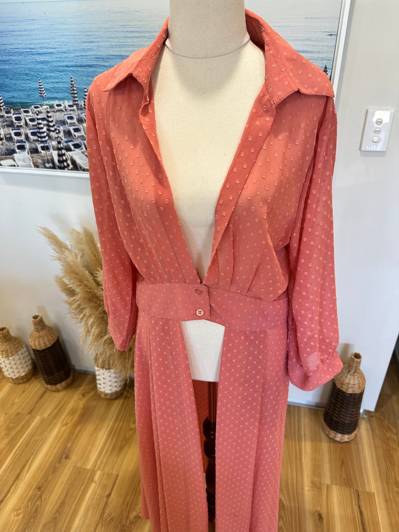 [SALE] Boohoo - Duster Coat - One Size - Coral Pink
