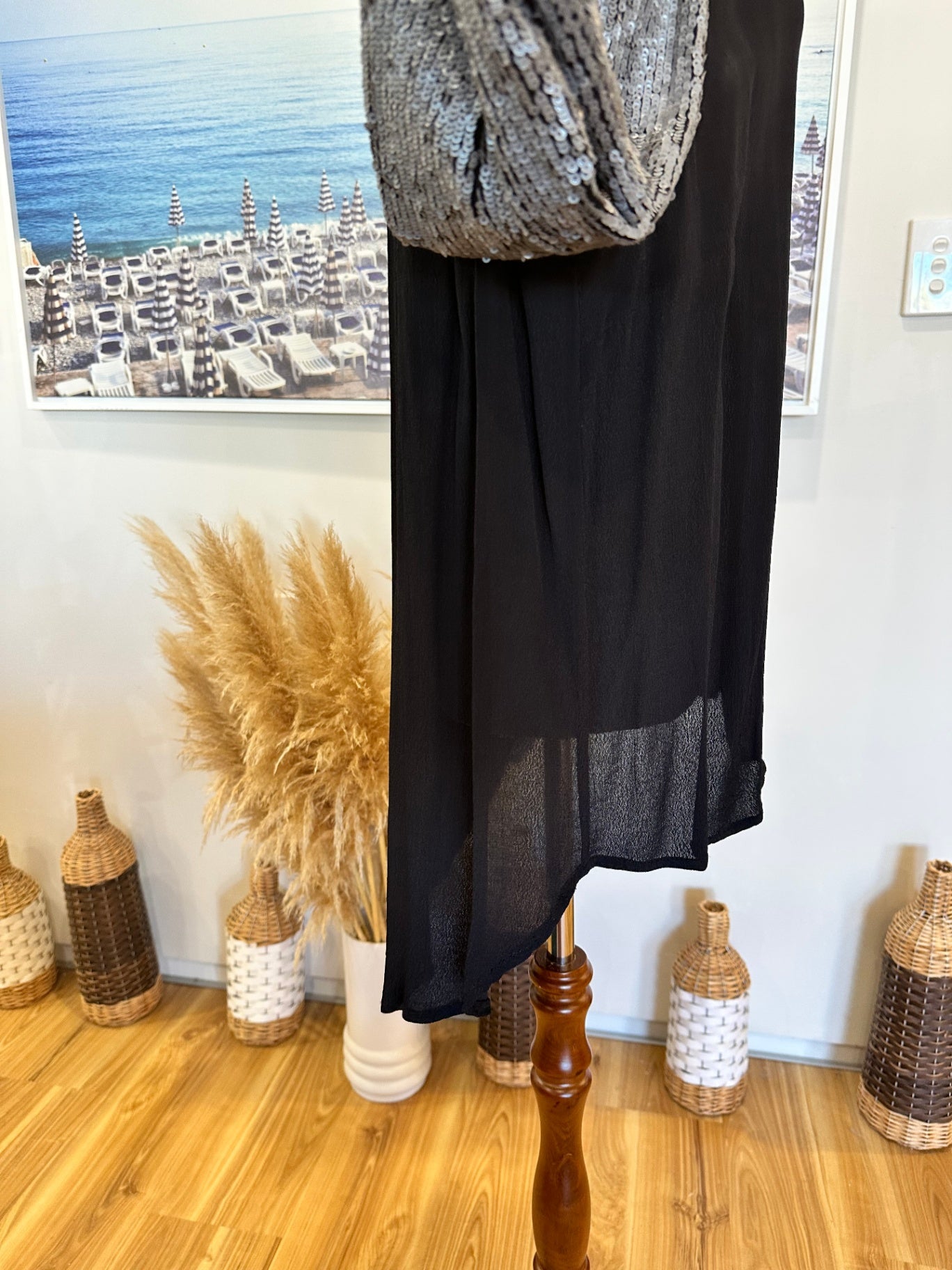 [SALE] Sequin Sleeve Top - Small - Black and Silver