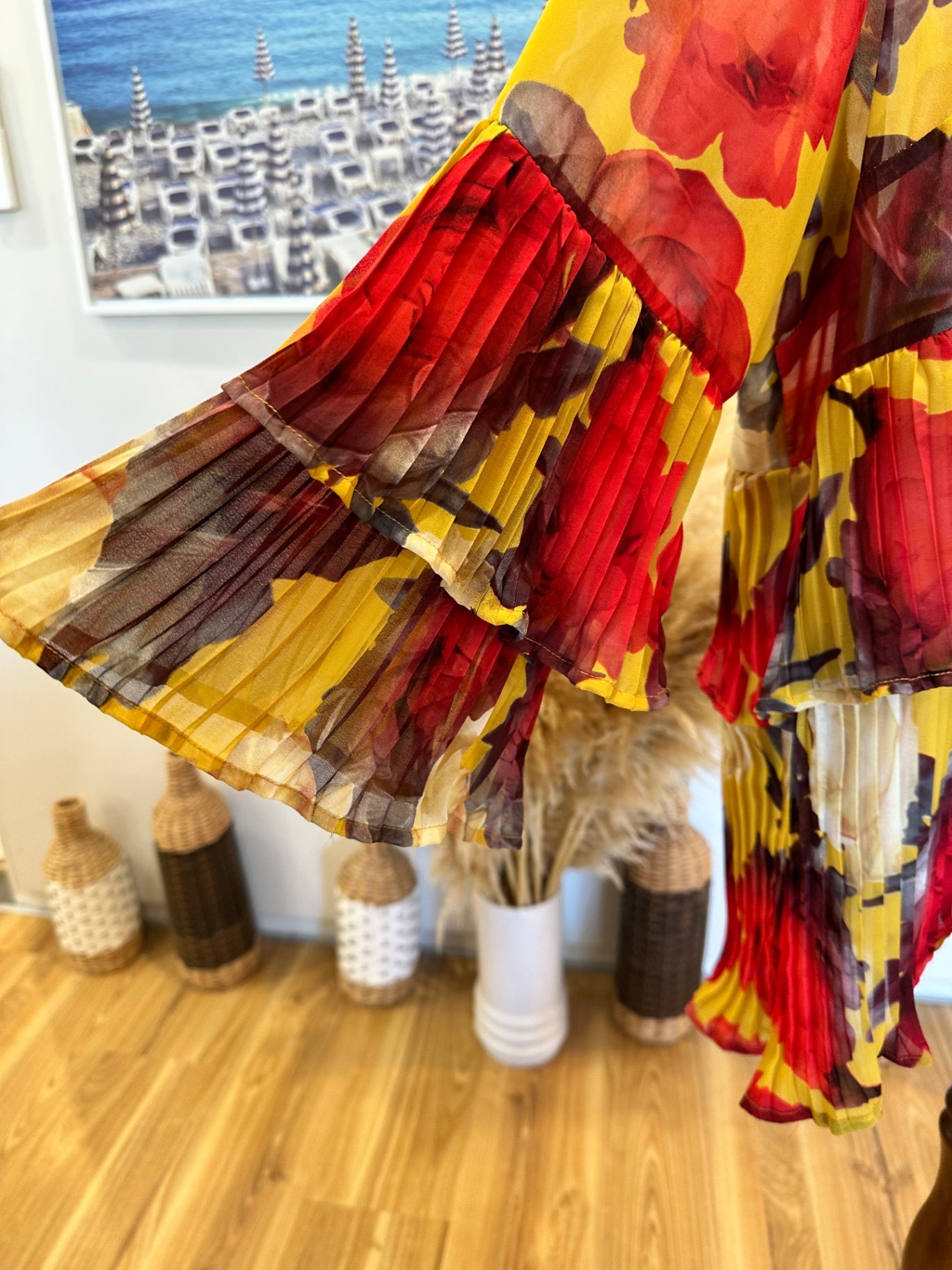 [SALE] Annah Stretton - Flamenco-style Blouse - Extra Large - Yellow with red