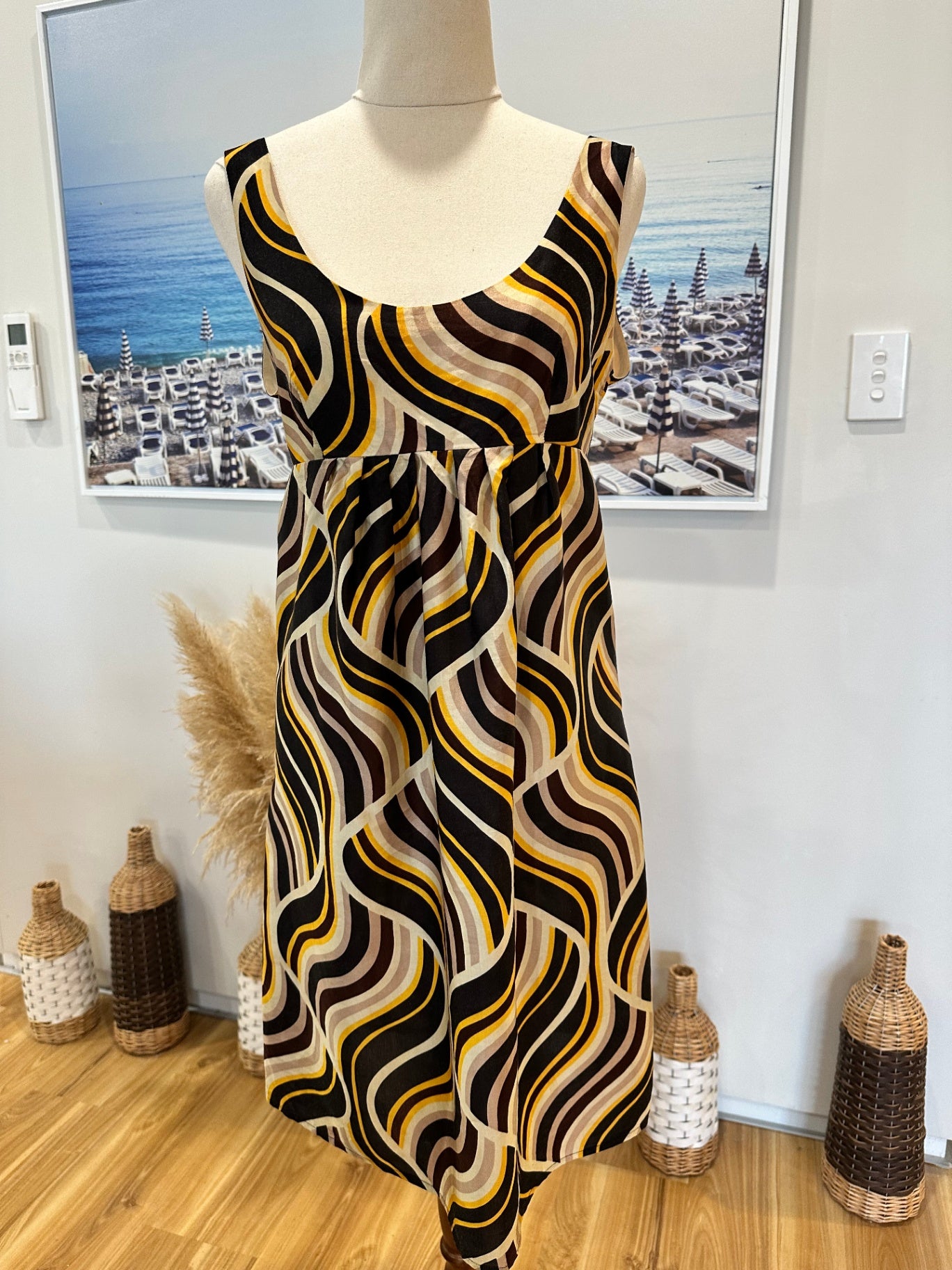 [SALE] Wish - Mini Dress - Size 10 - Brown / Black / Mustard