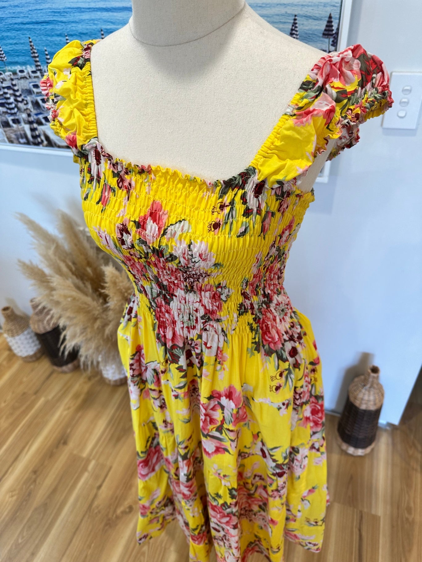 [SALE] Sun Dress - Medium - Yellow with florals