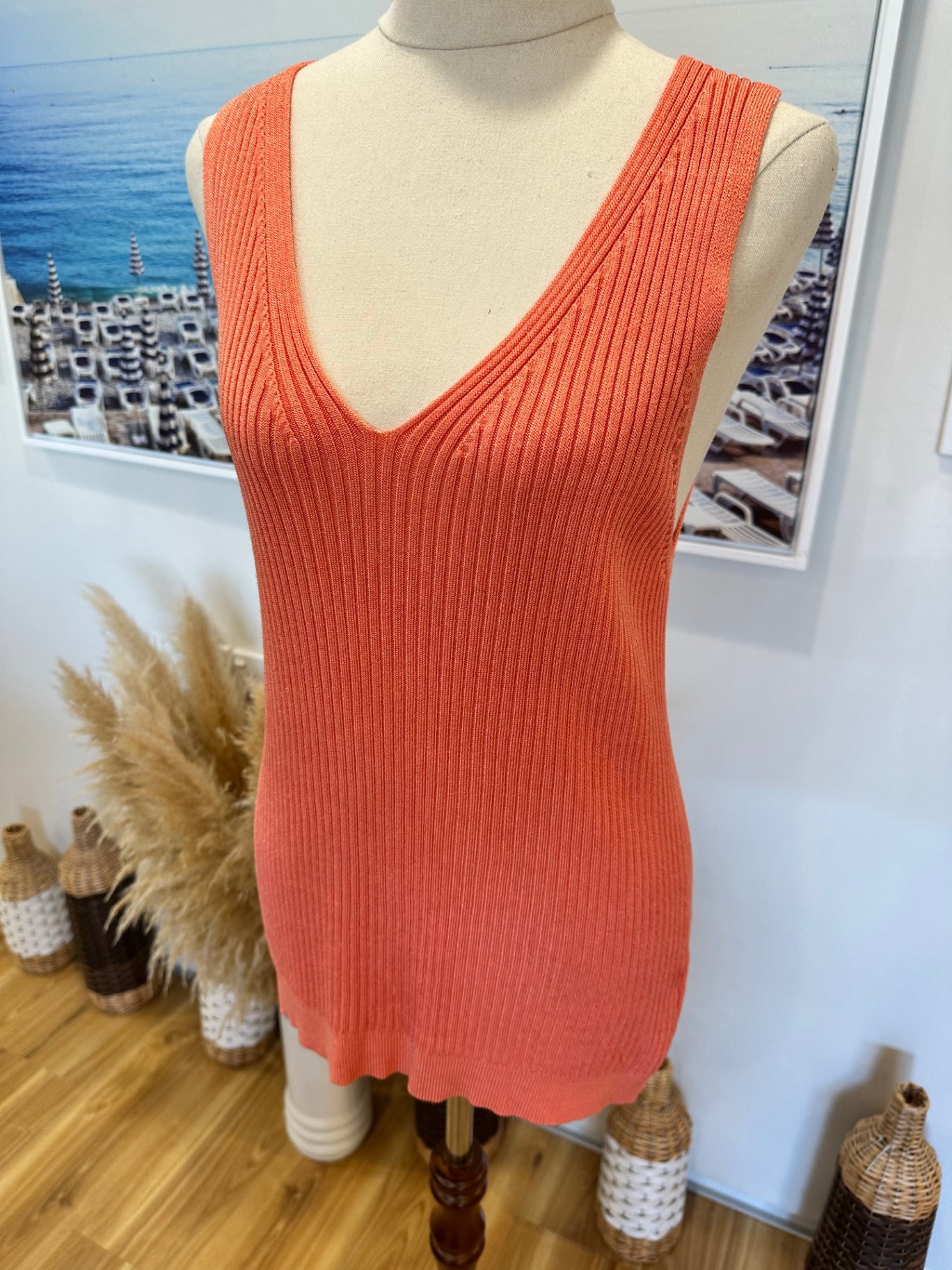 [SALE] M&S - Ribbed Singlet Top - Medium / Large - Coral