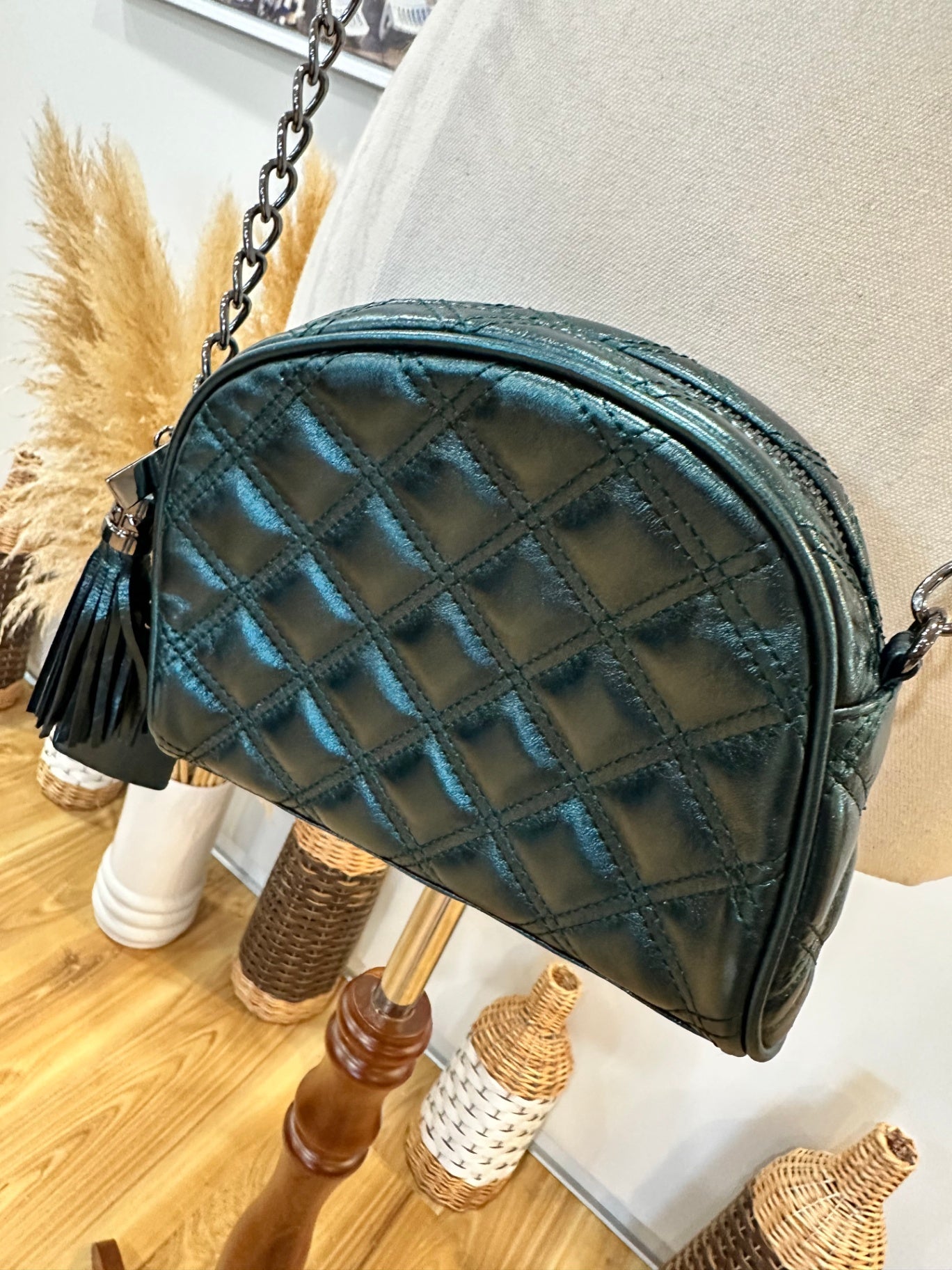 [SALE] Danier Leather - Cross Body Handbag - Emerald Green