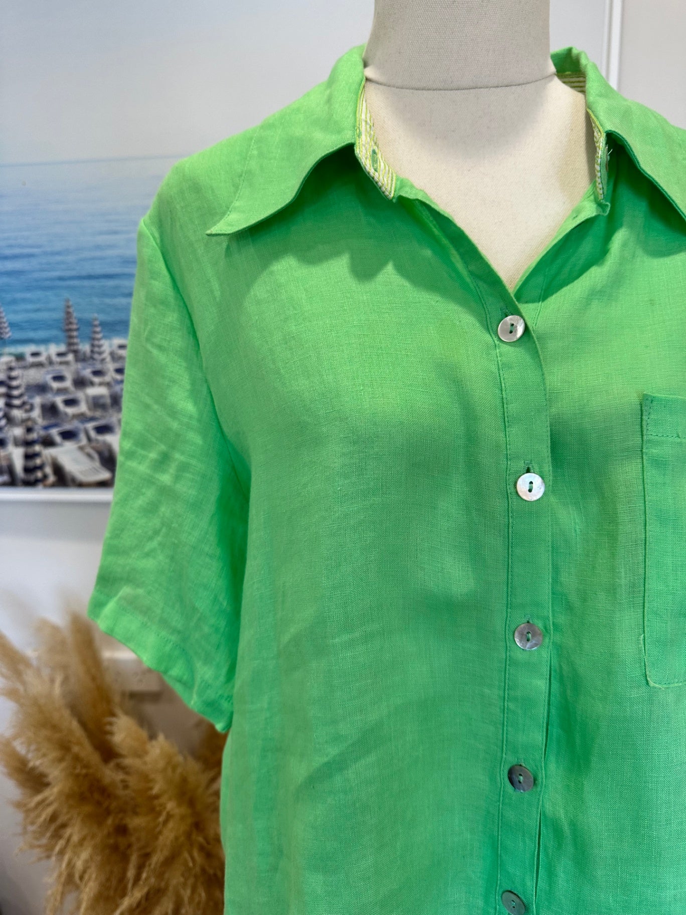 Eb & Ive Linen-Blend Shirt - Medium - Green