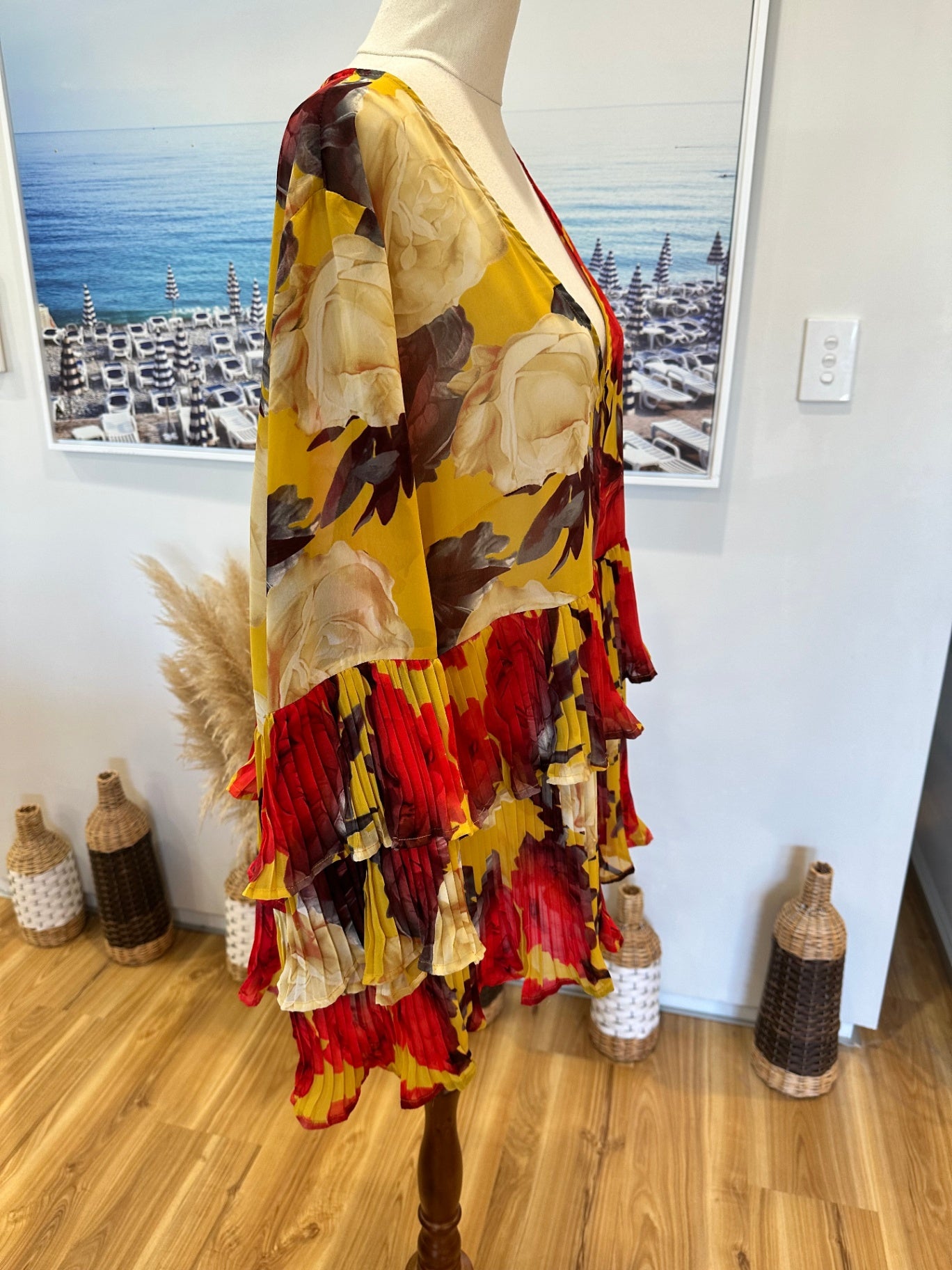 [SALE] Annah Stretton - Flamenco-style Blouse - Extra Large - Yellow with red