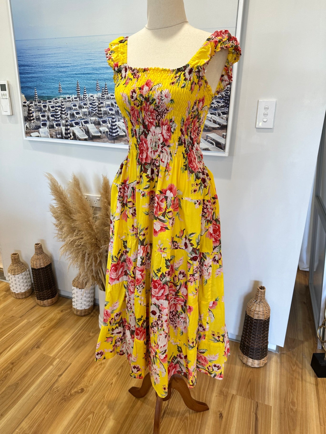 [SALE] Sun Dress - Medium - Yellow with florals