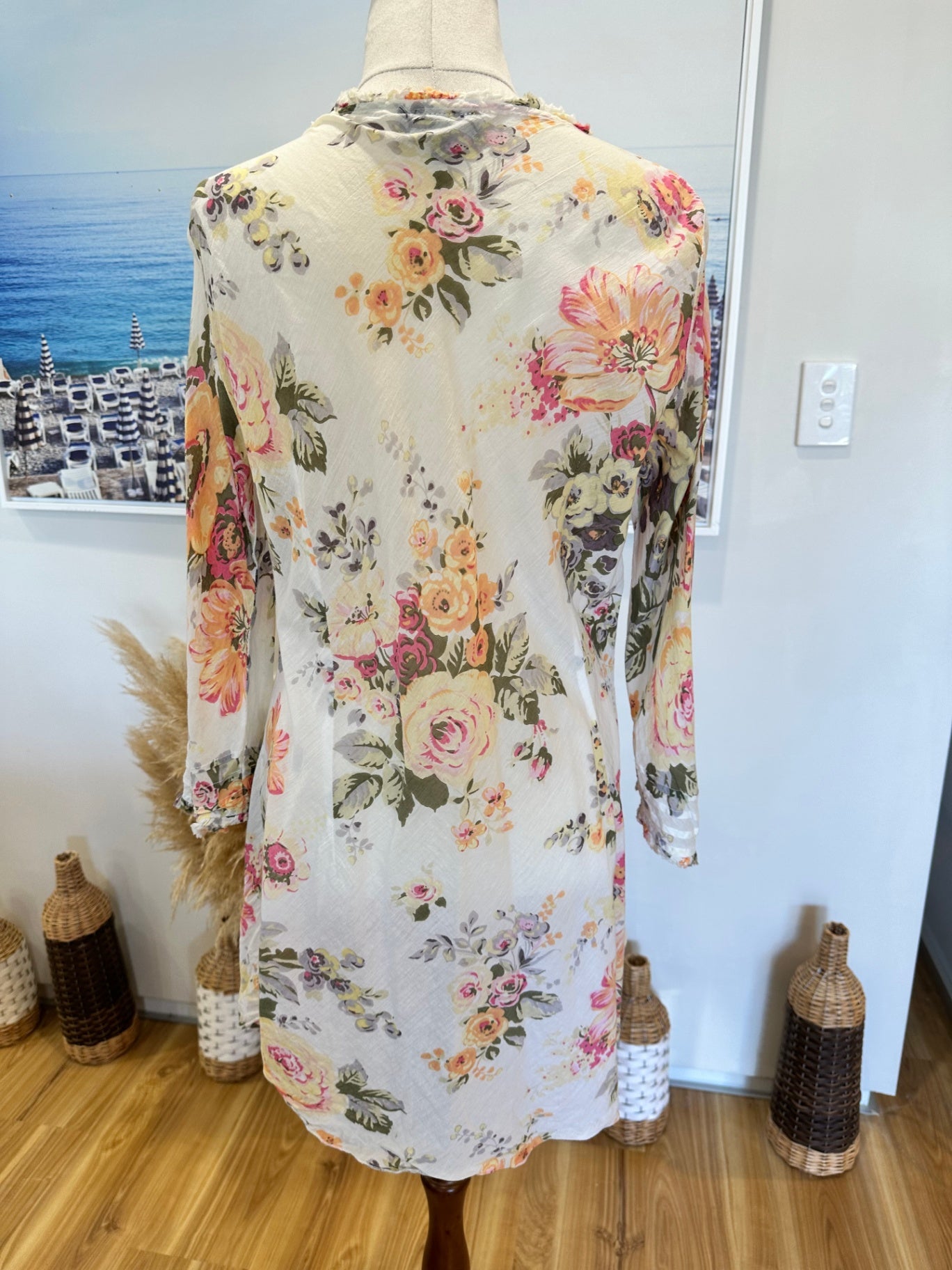 [SALE] Vassalli - Kaftan Top - Medium - Cream with pastels
